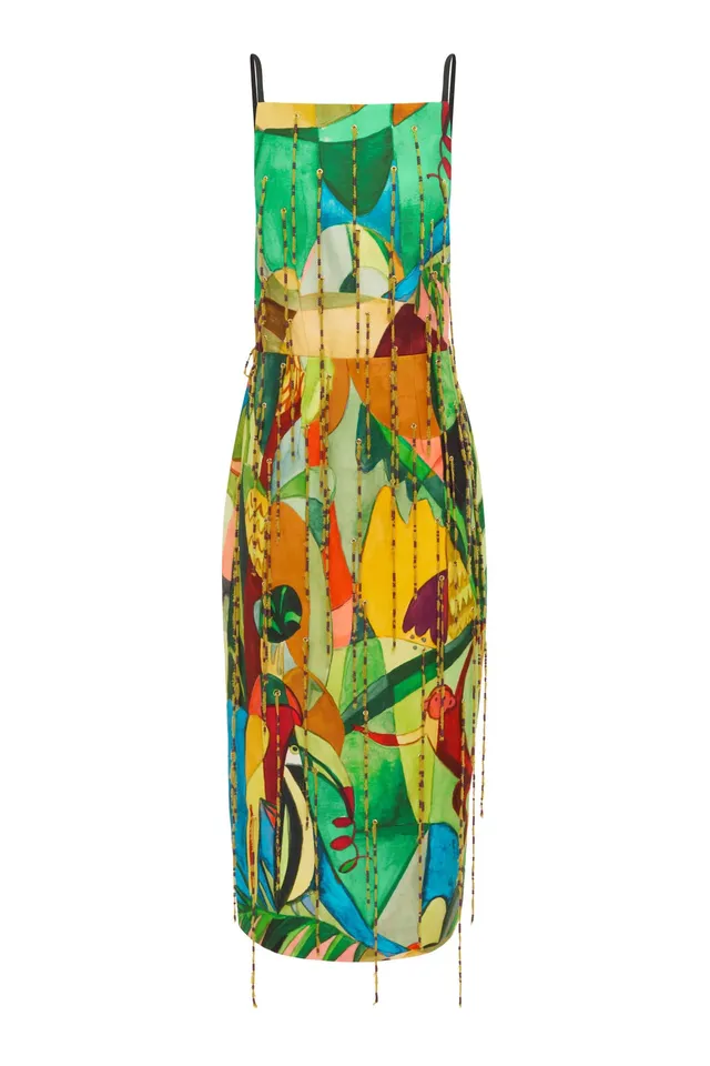 Alemaïs Mokshini robe midi fourreau perles