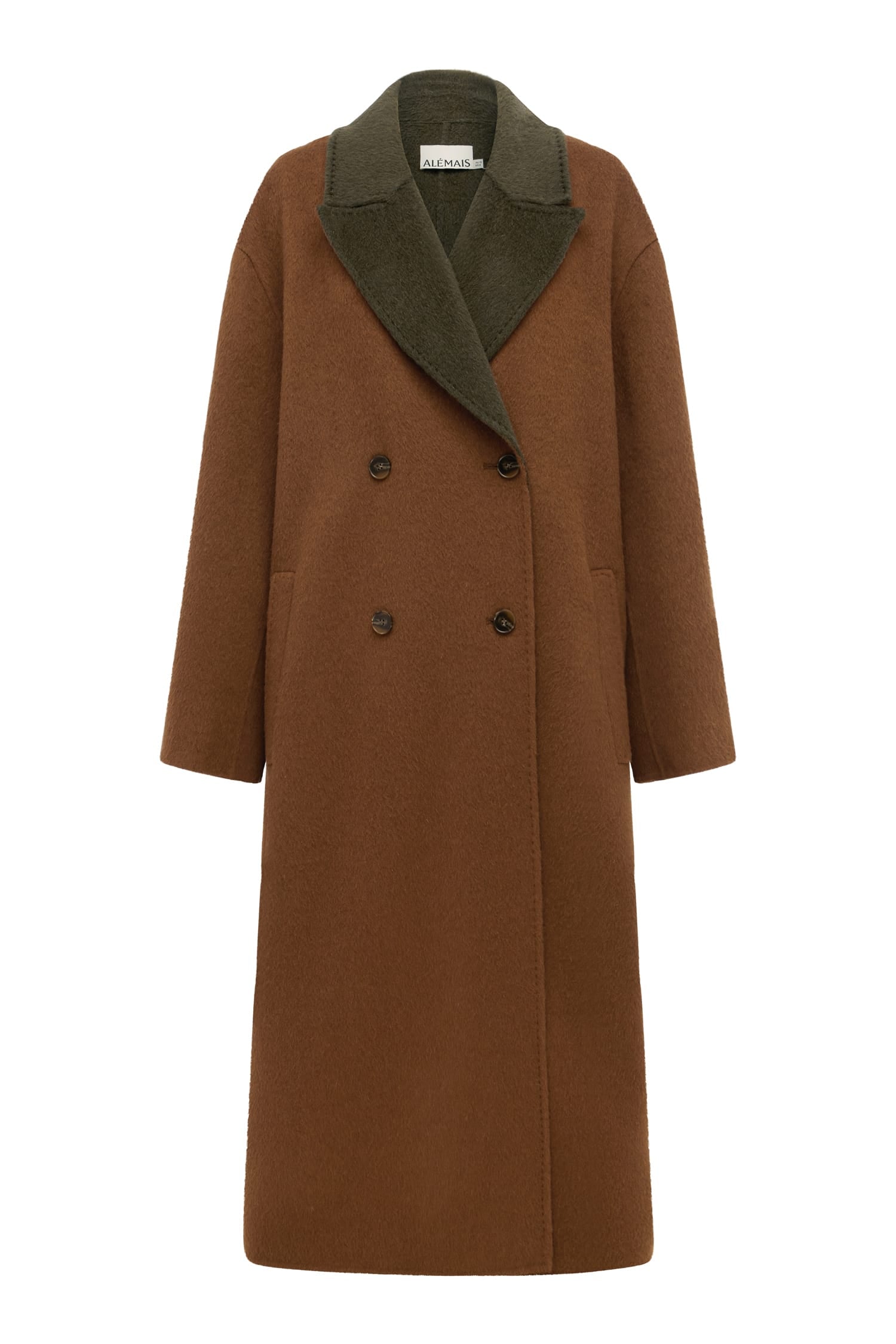 Alemaïs Sable manteau laine oversize perles