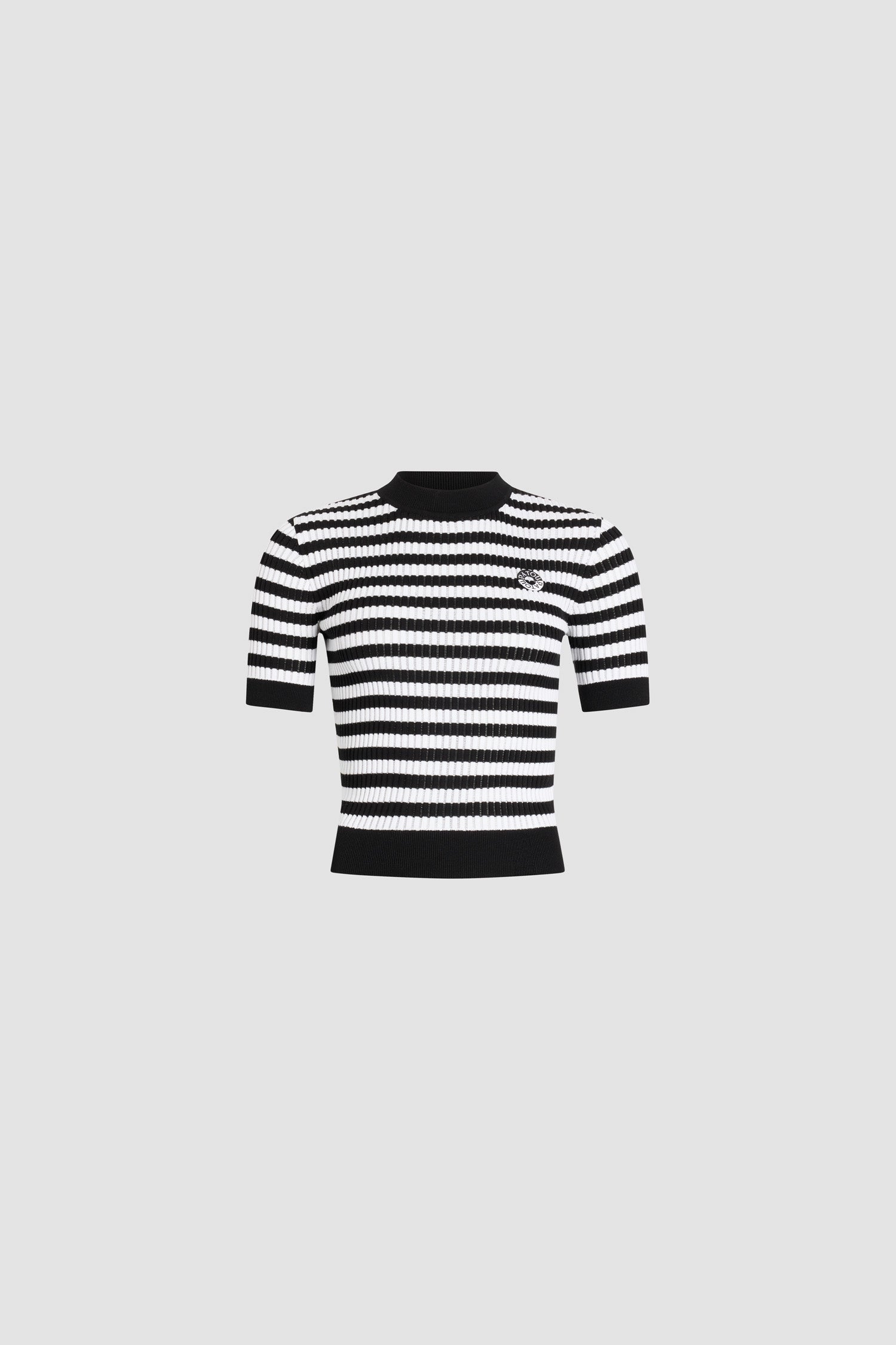 Patou Pull rayé côtelé coton Black White Stripes