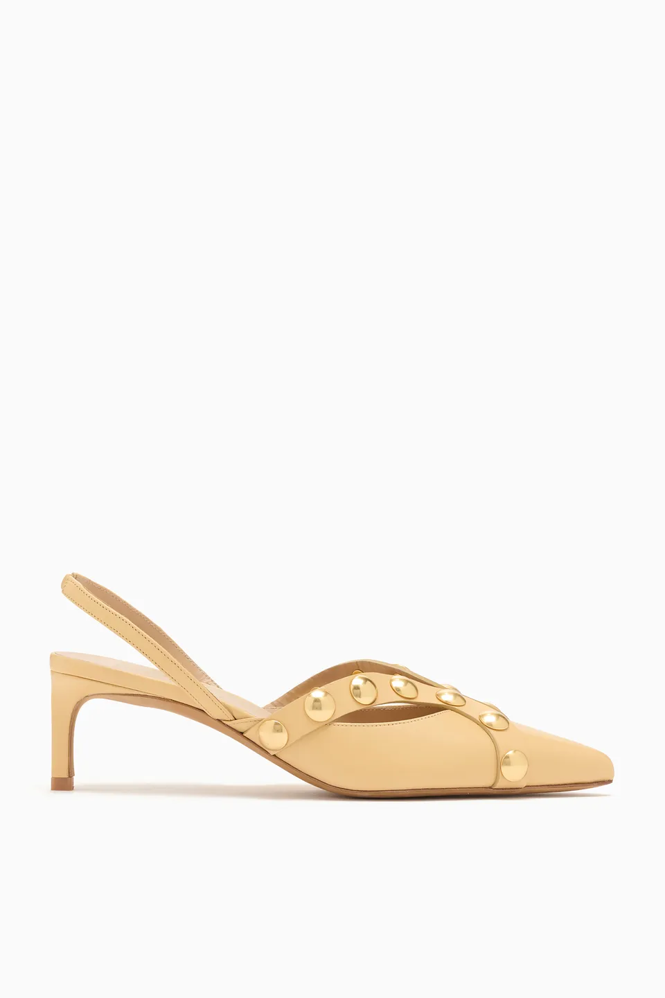Ulla Johnson Vendome Escarpins Miele Cuir Cloutes Talon Kitten