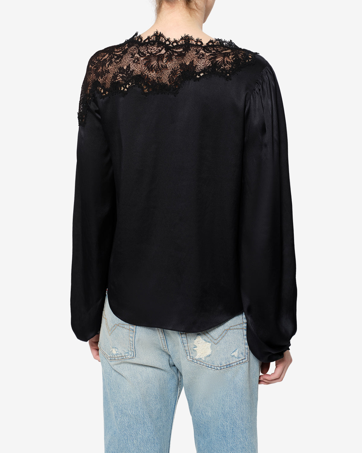 Isabel Marant Azare blouse noir soie dentelle