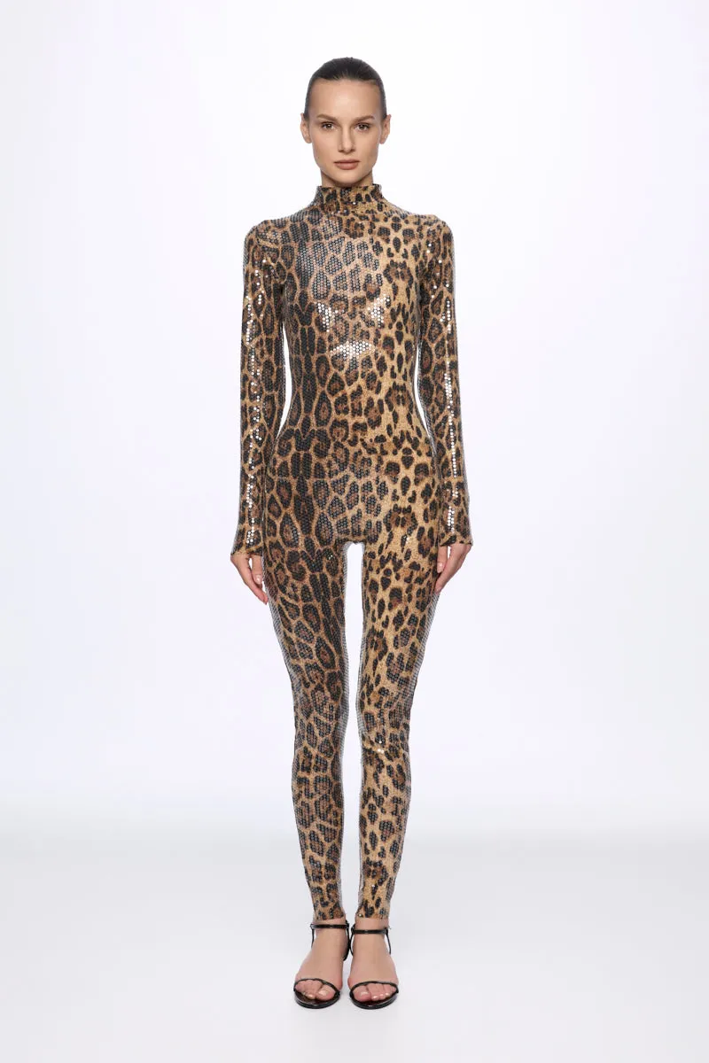 ATU Body Couture Catsuits combinaison léopard sequins S
