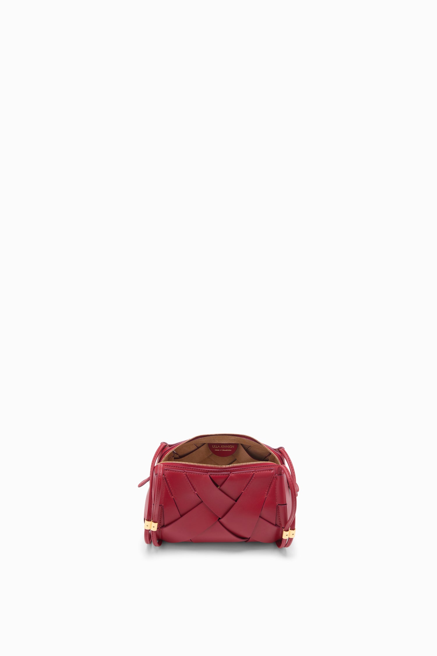 Ulla Johnson Charlotte sac caméra Claret cuir tressé