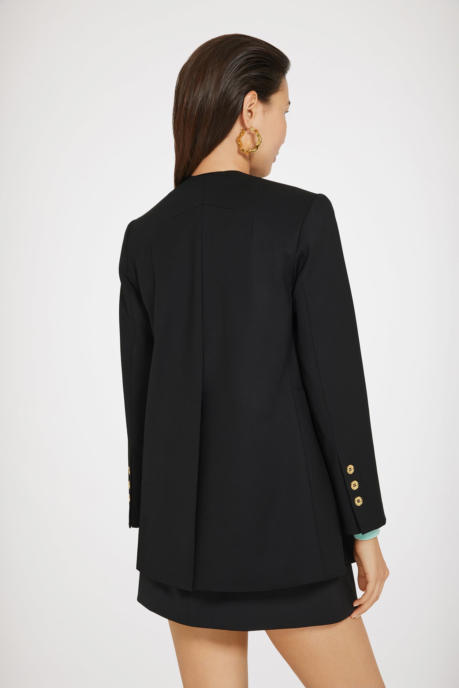 Patou JA0020005999B veste en laine noire double-boutonnée