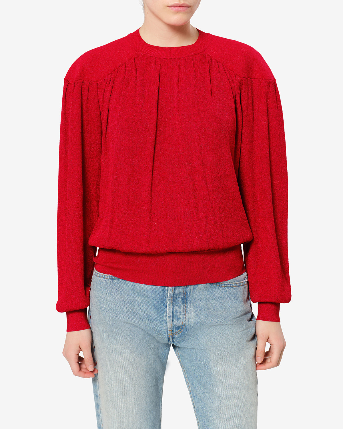 Isabel Marant Enza pull maille lurex rouge profond