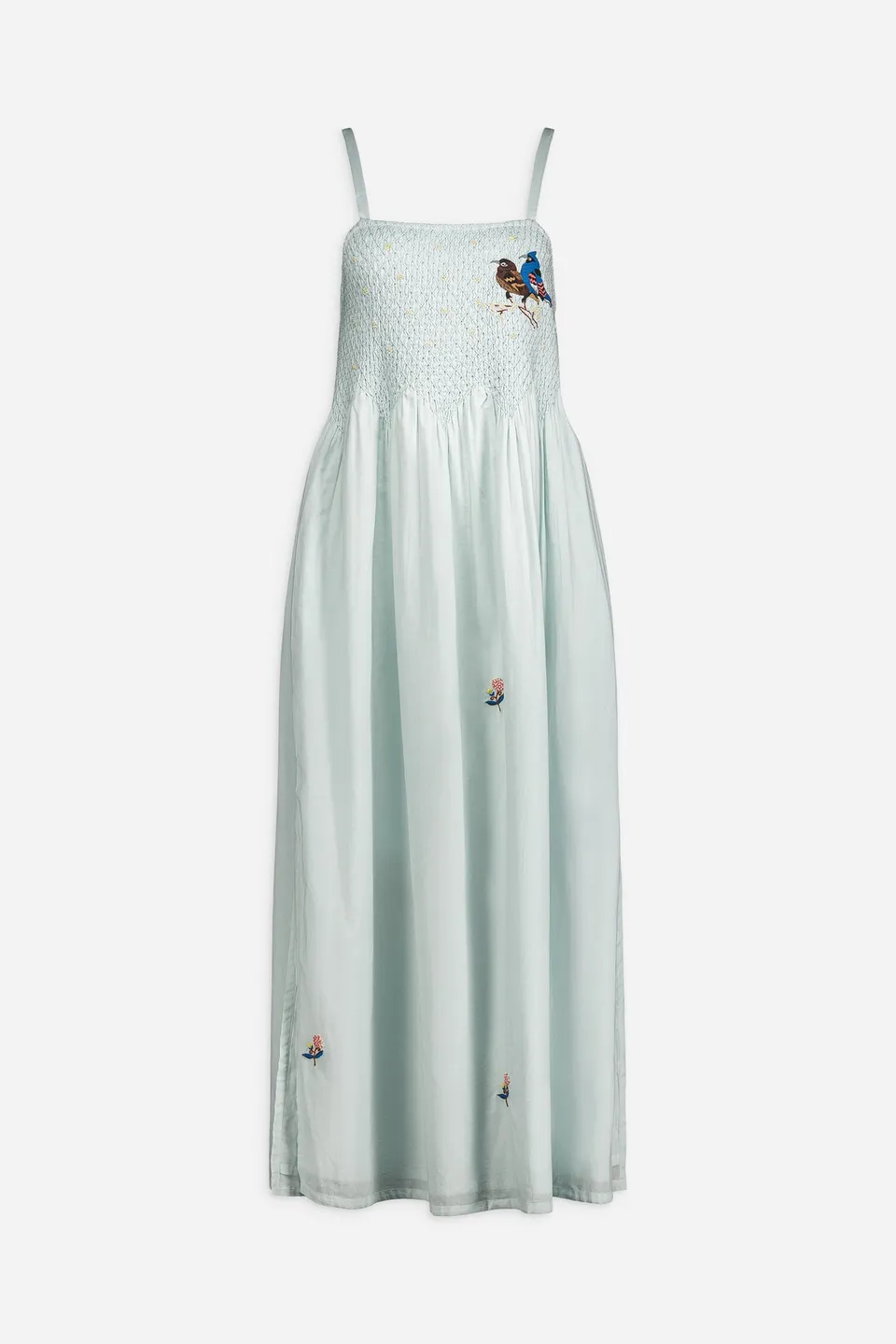Paul & Joe Mesange robe longue coton brodé smockée