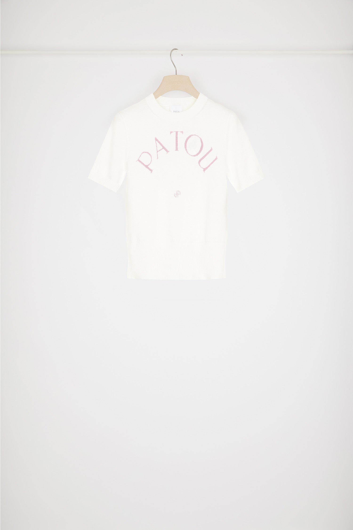 Patou KN182 haut tricot coton White logo rose