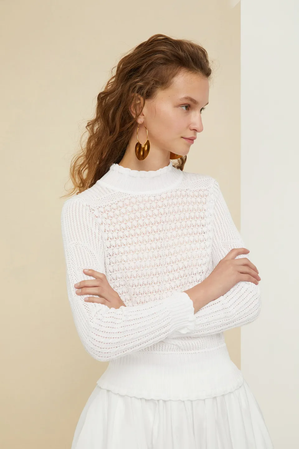 Patou KN040 P21KN0408031001W pull crochet coton bio blanc XS-XL