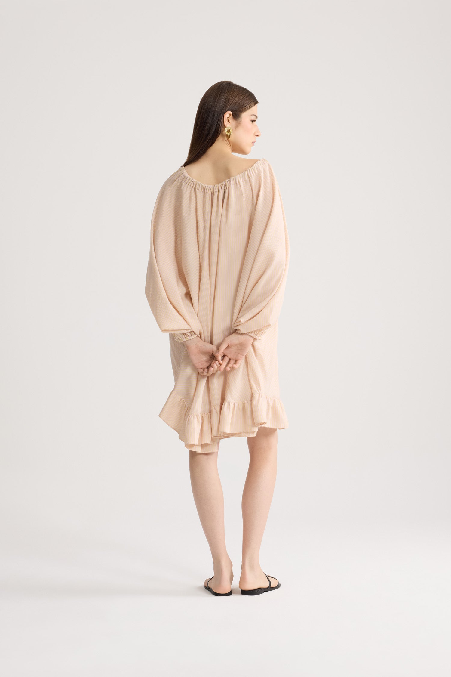 Patou DR108 robe plage soie rayures abricot
