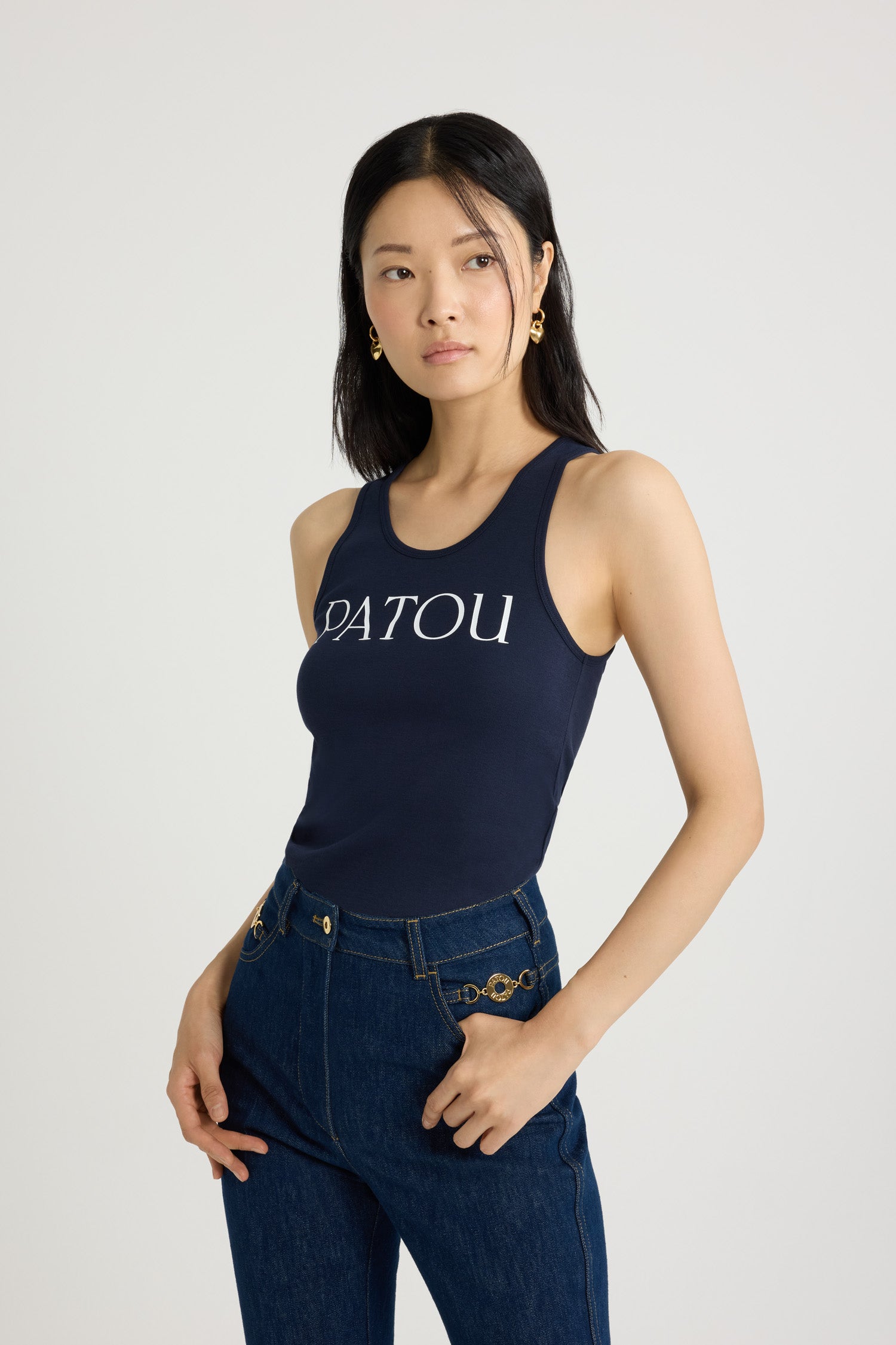 Patou JE015 débardeur coton bio bleu Navy Black