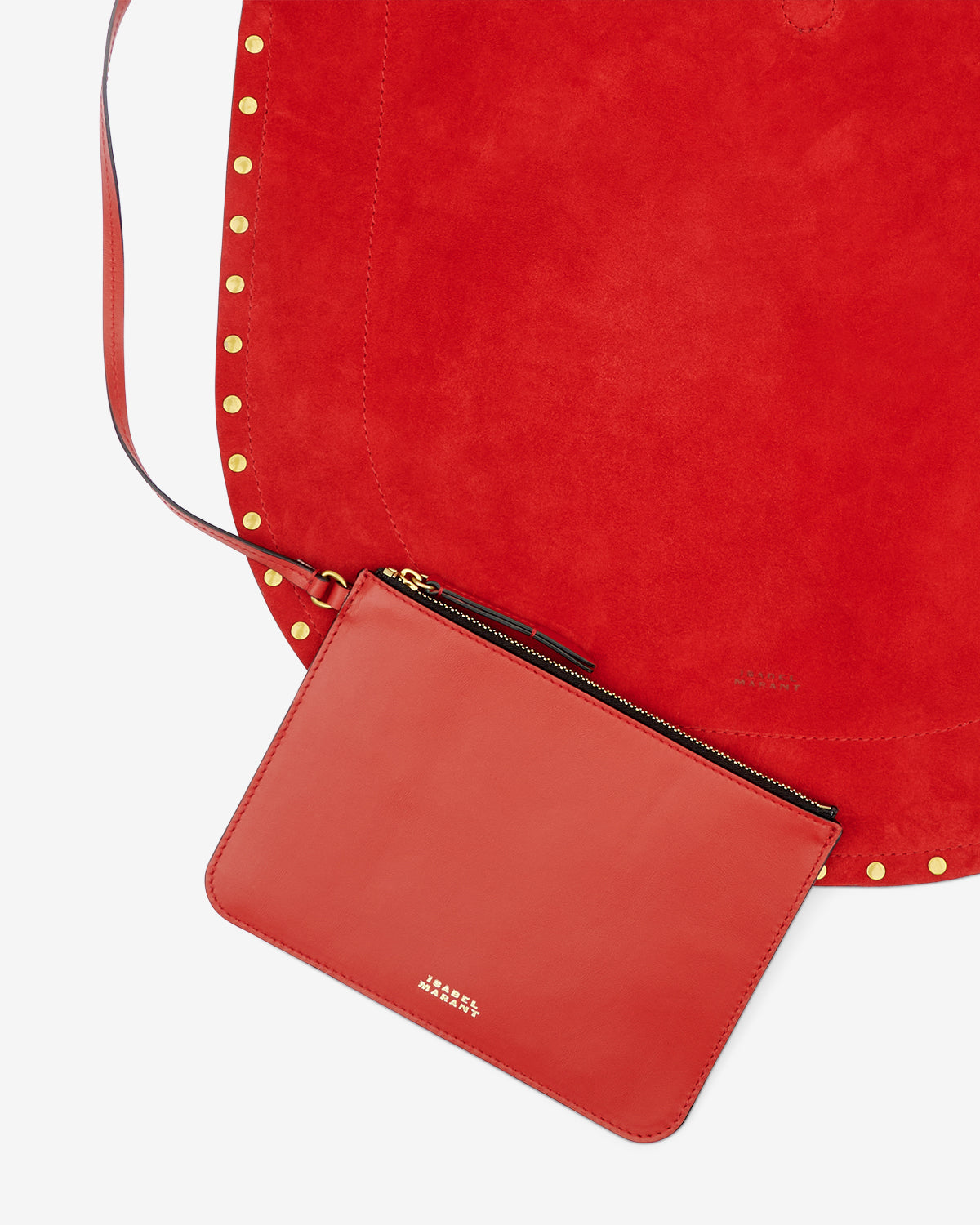 Isabel Marant Oskan Hobo Soft sac cuir velours rouge