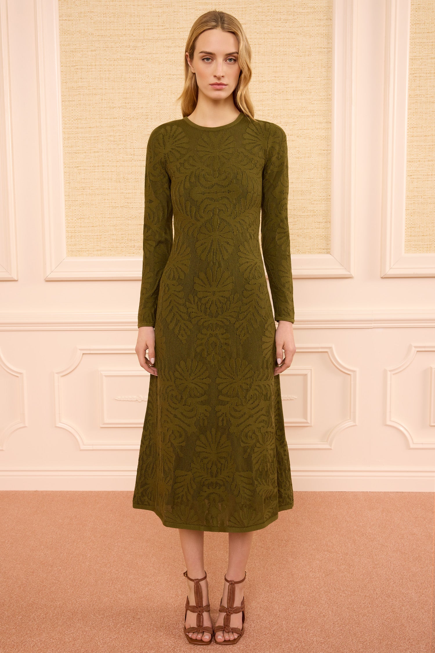 Ulla Johnson Angelica AC260730 Robe Moss jacquard midi