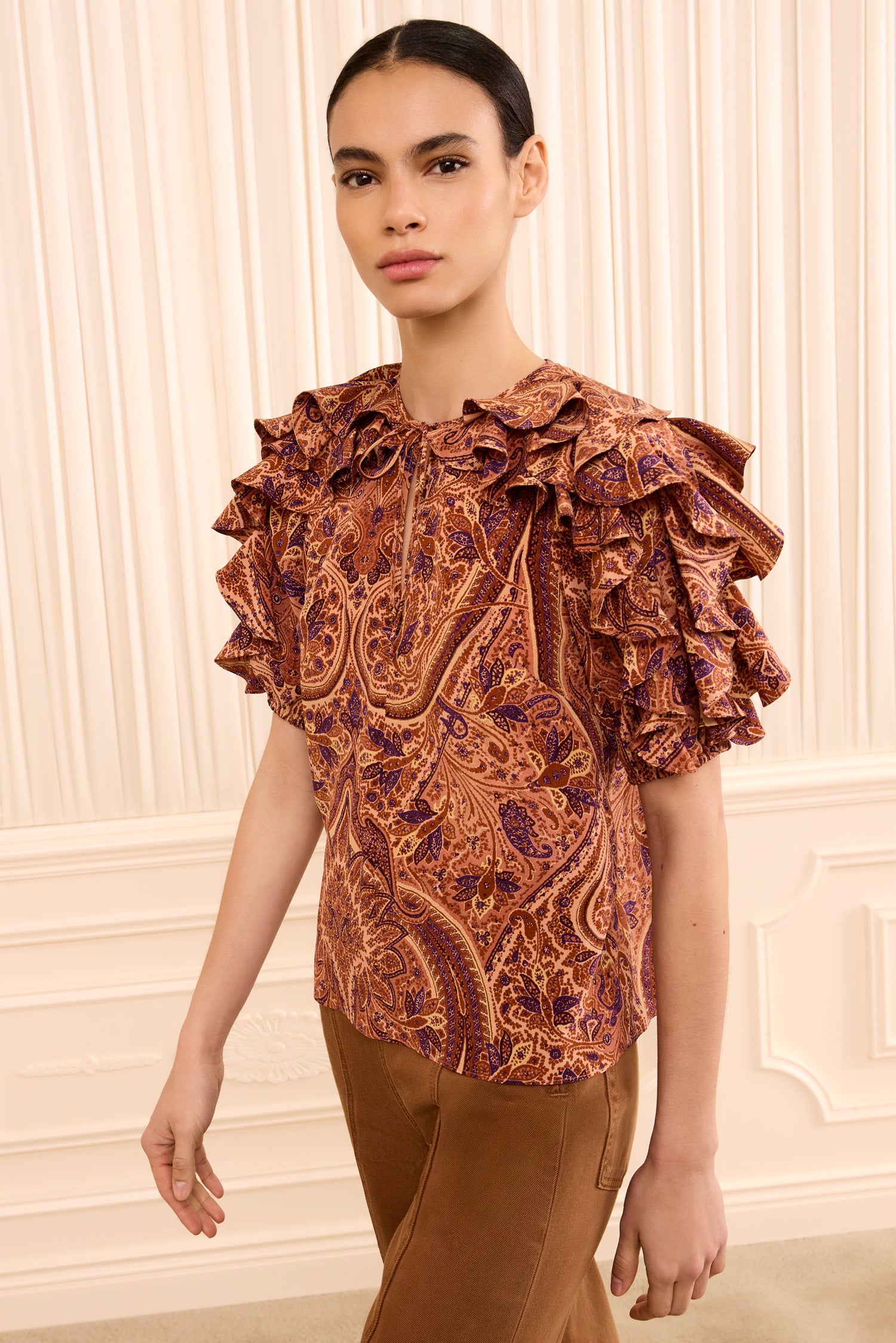 Ulla Johnson Josephine FA260222 top soie orange Rosette