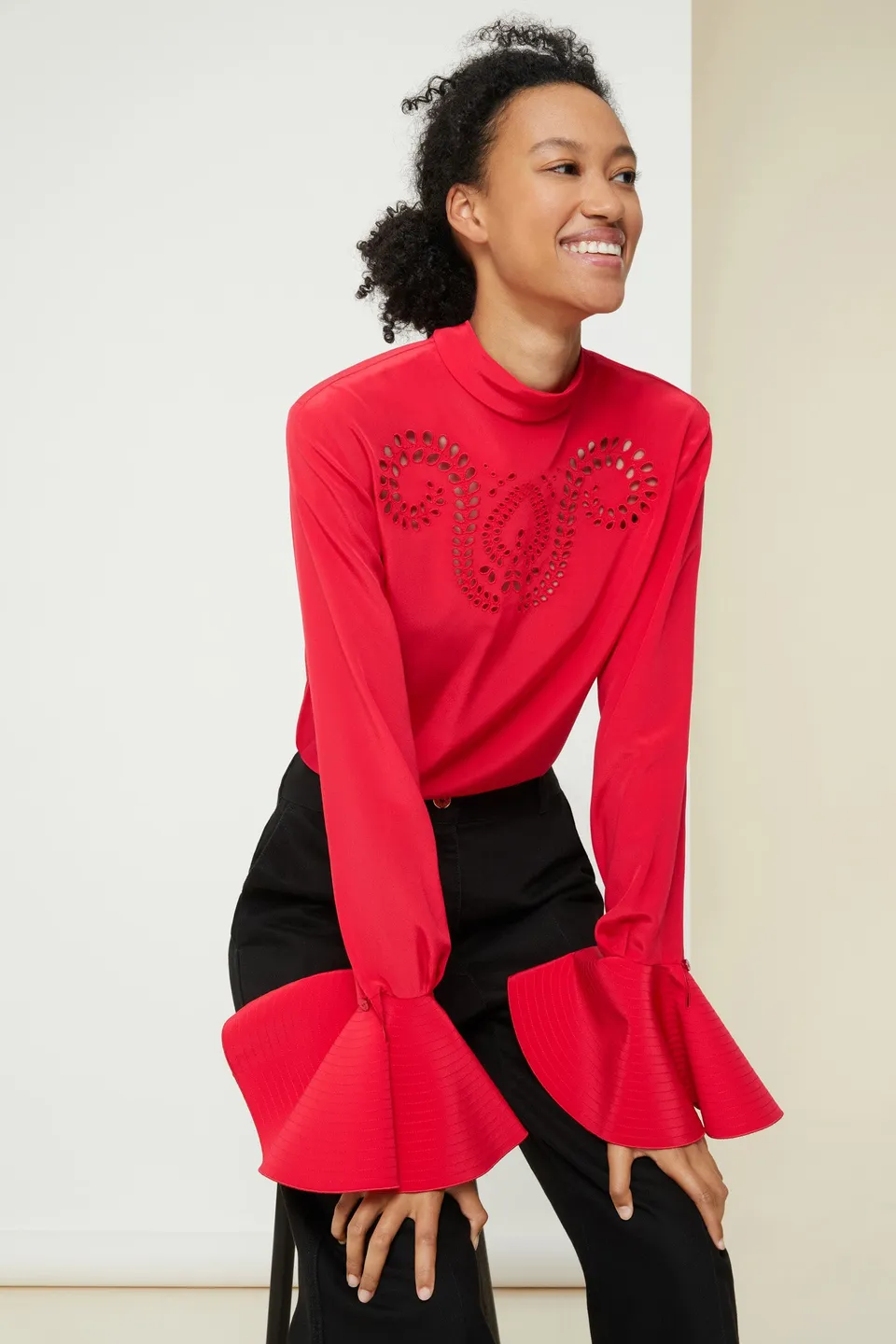 Patou TO022 P21TO0220013303R haut soie rouge Capucine
