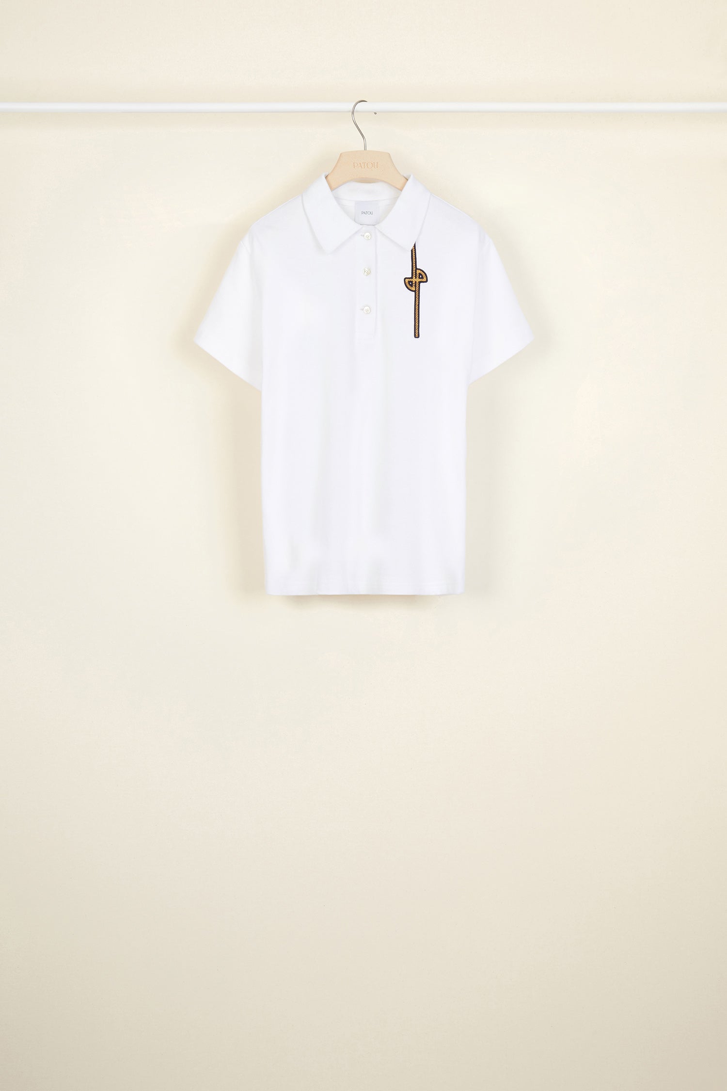 Patou Tops Shirts polo coton blanc JE0039998 logo doré