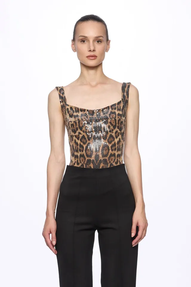 ATU Body Couture Bodysuits Body Léopard Corset à Sequins