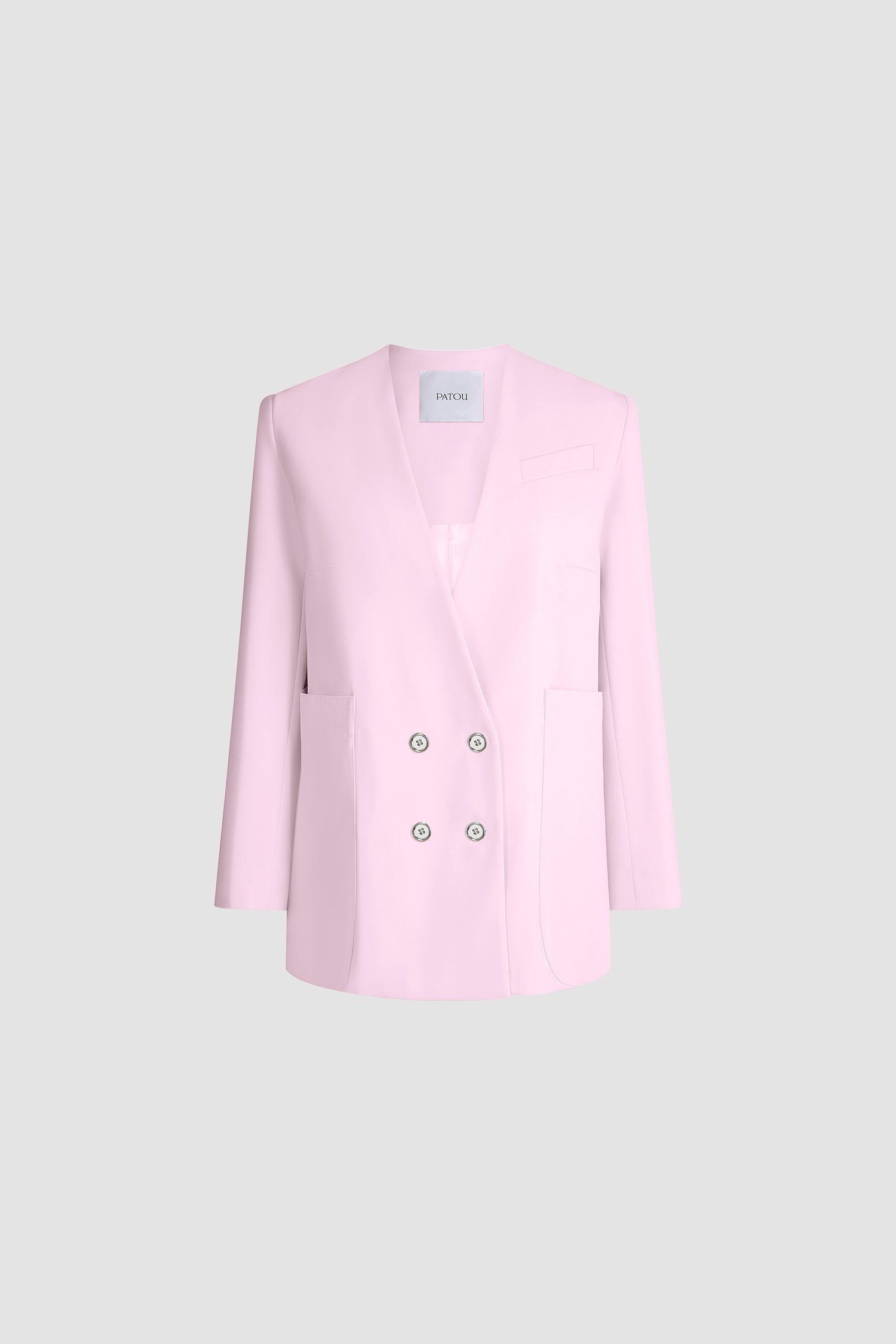 Patou JA0020103459L veste sans col Orchid Ice laine droite