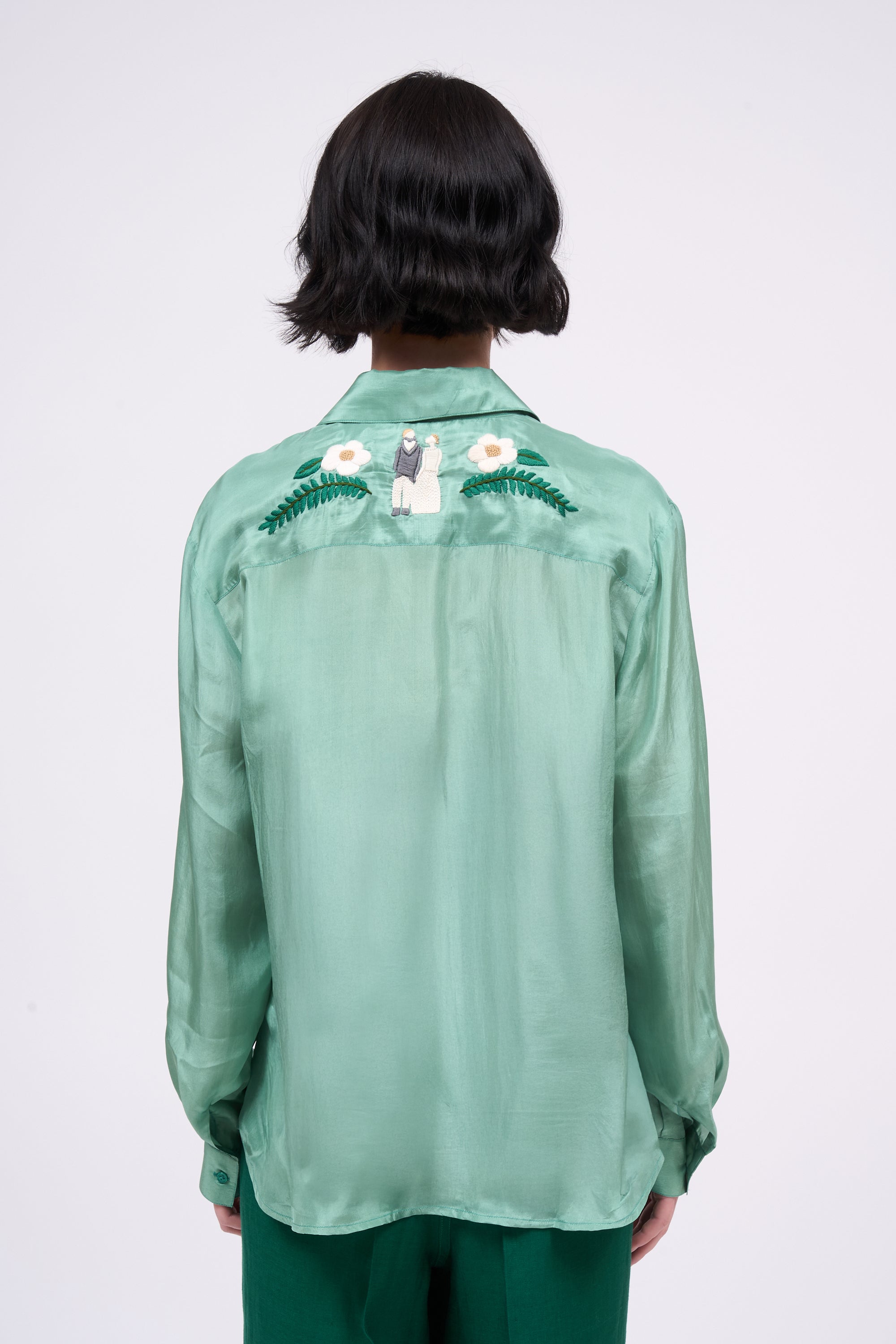 Paul & Joe Hauts Chemise Alliance jade soie brodée taille 1
