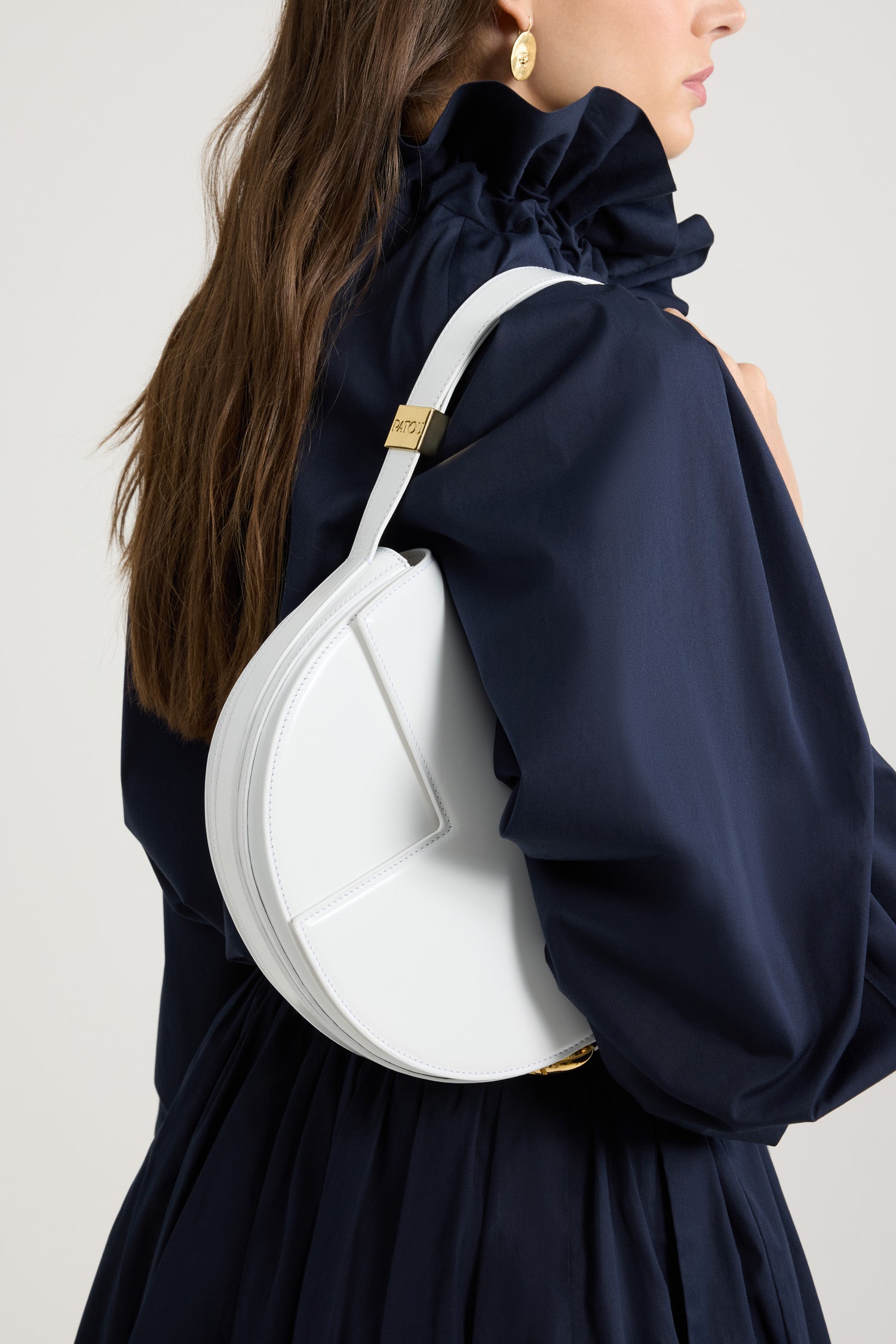 Patou BA022 Le Patou sac cuir blanc TU demi-lune