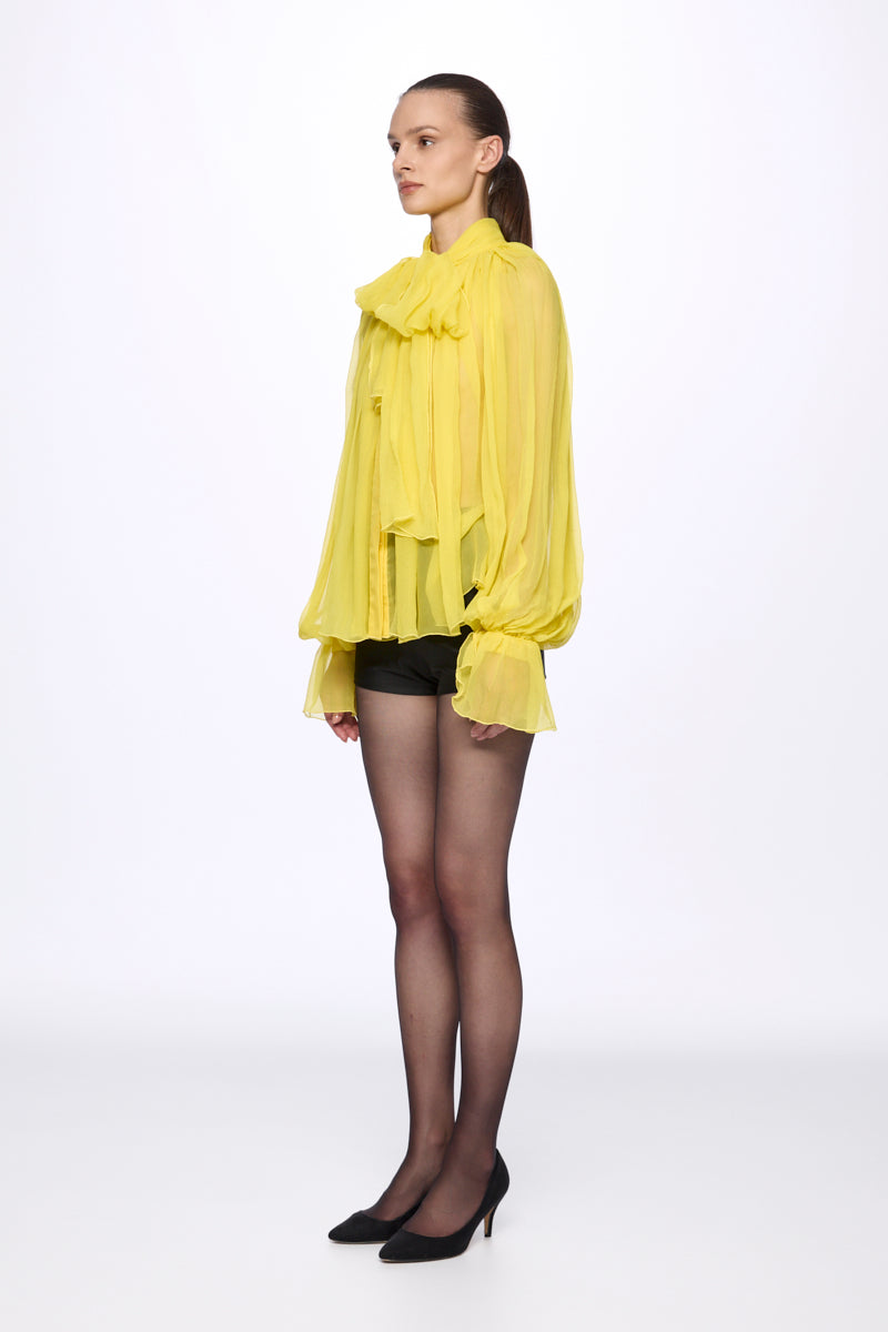 ATU Body Couture Lemon Silk Chiffon Shirt chemise citron