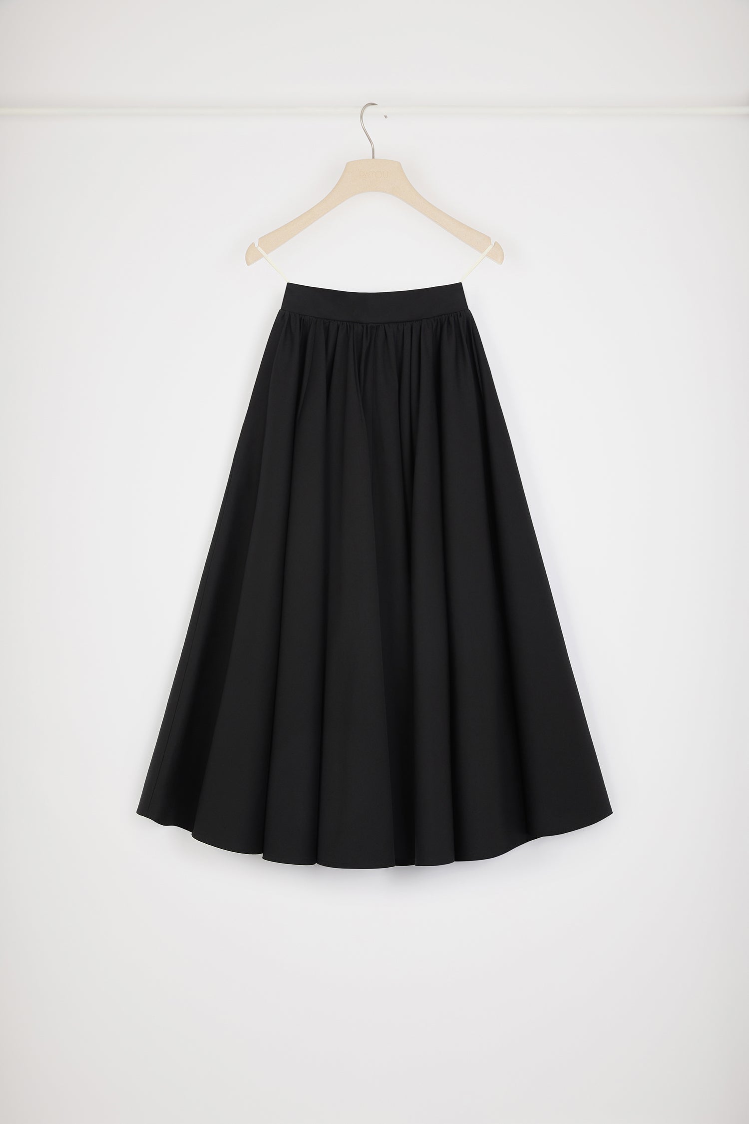 Patou SK064 jupe midi coton noir volume cercle