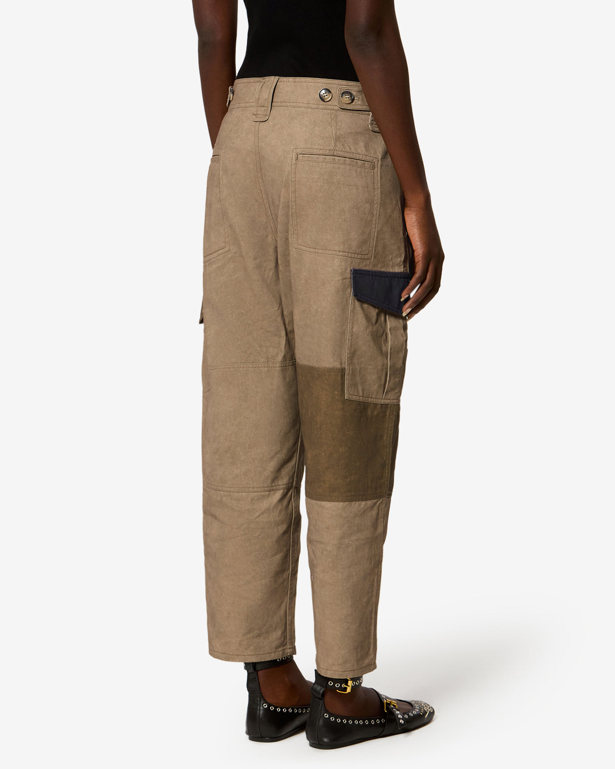 Isabel Marant Renzae pantalon cargo kaki coton