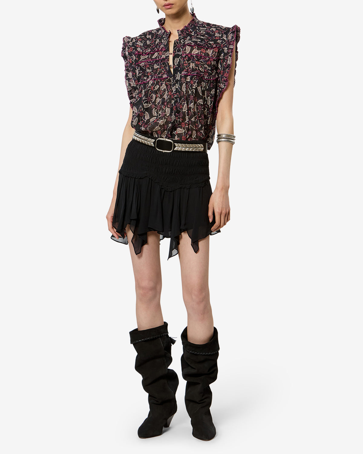 Isabel Marant Fiala JU0541FA jupe noire courte à volants