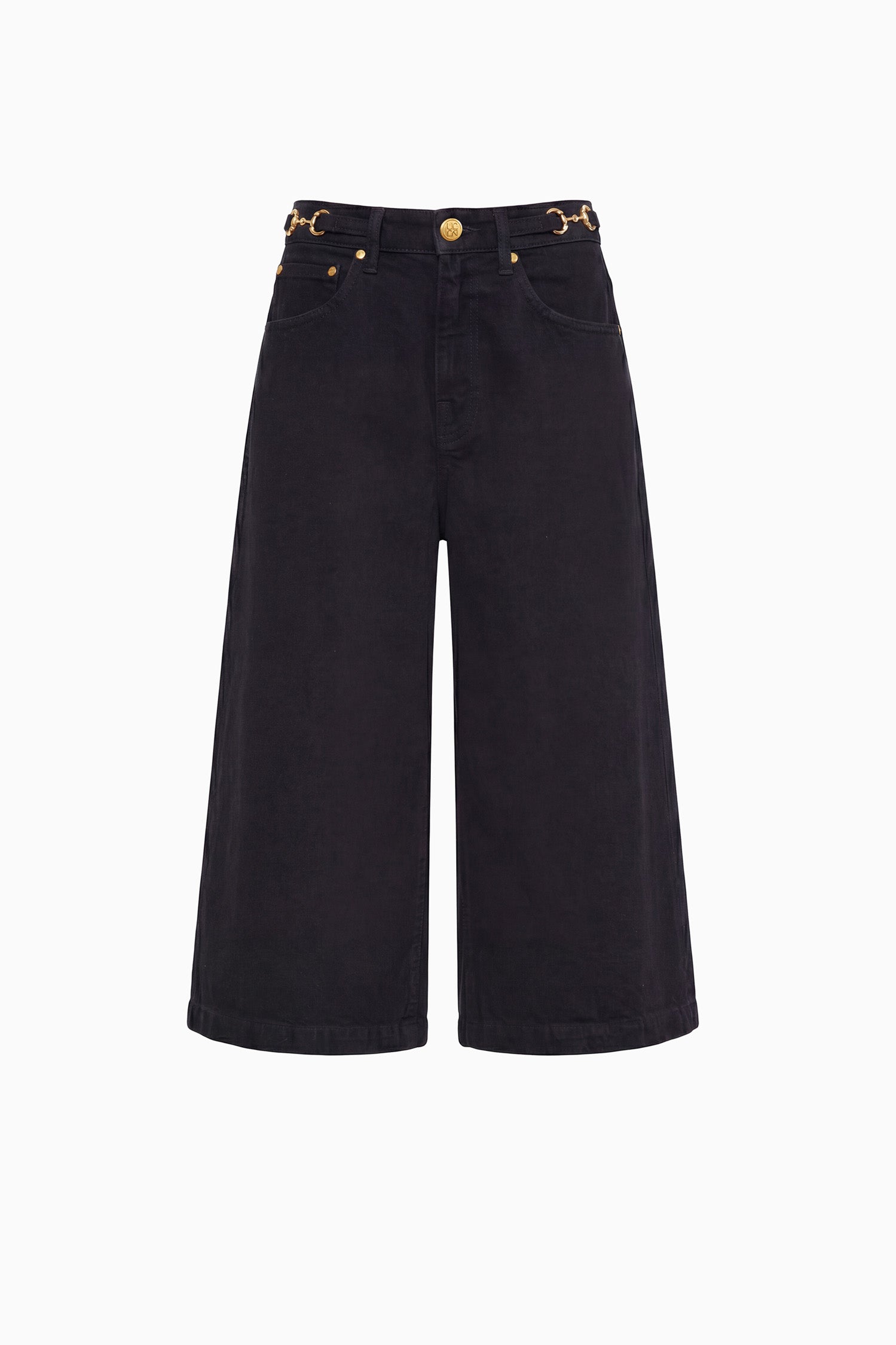 Ulla Johnson Denim Rowan Denim Culotte Noir bermuda coton
