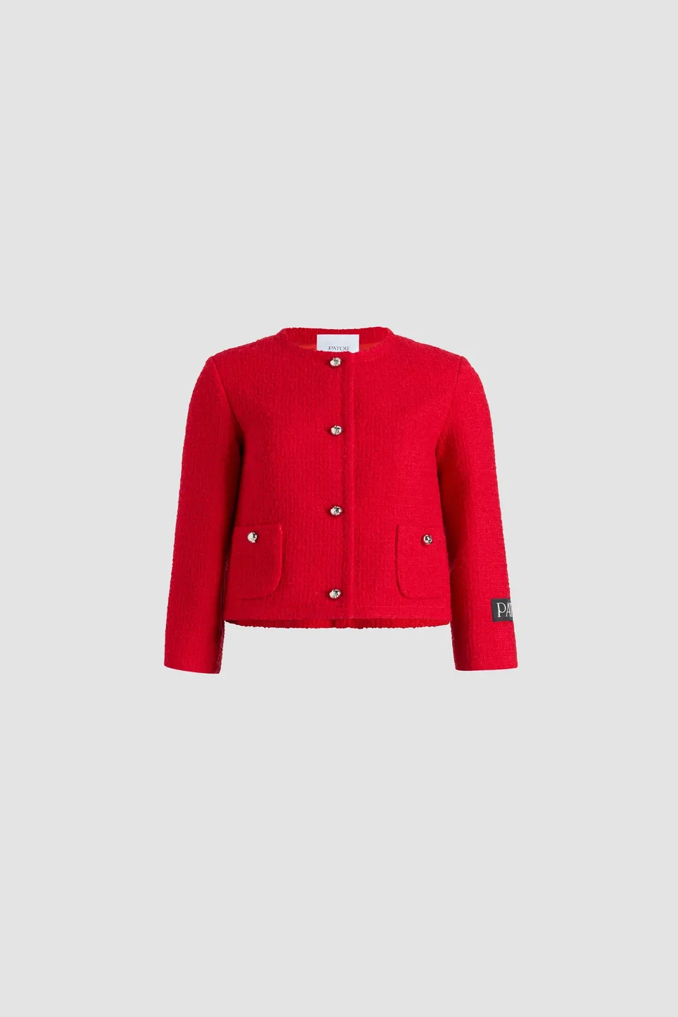 Patou H25JA062 veste tweed laine rouge Scarlet court