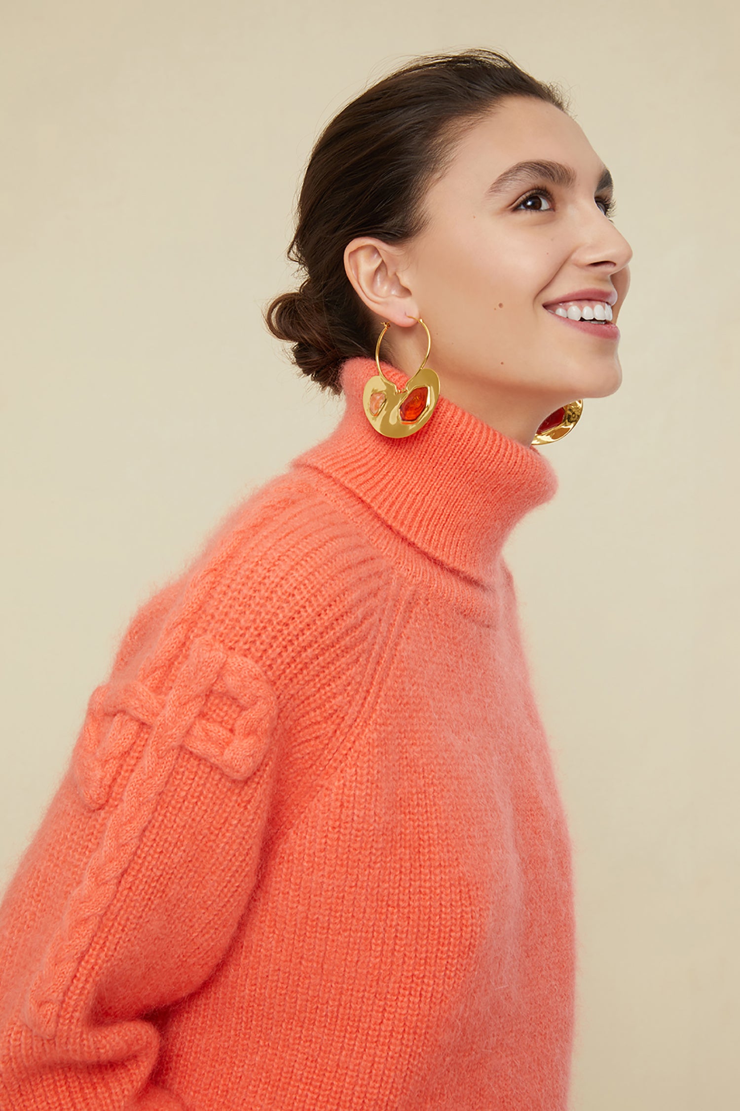 Patou Jewellery boucles d'oreilles créoles laiton pierres dorées TU