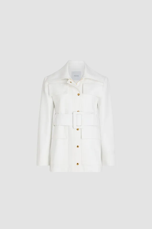 Patou OU034 parka safari blanche coton bio ceinture
