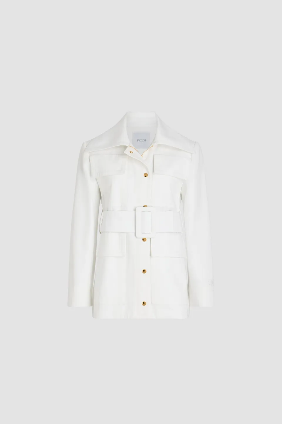 Patou OU034 parka safari blanche coton bio ceinture