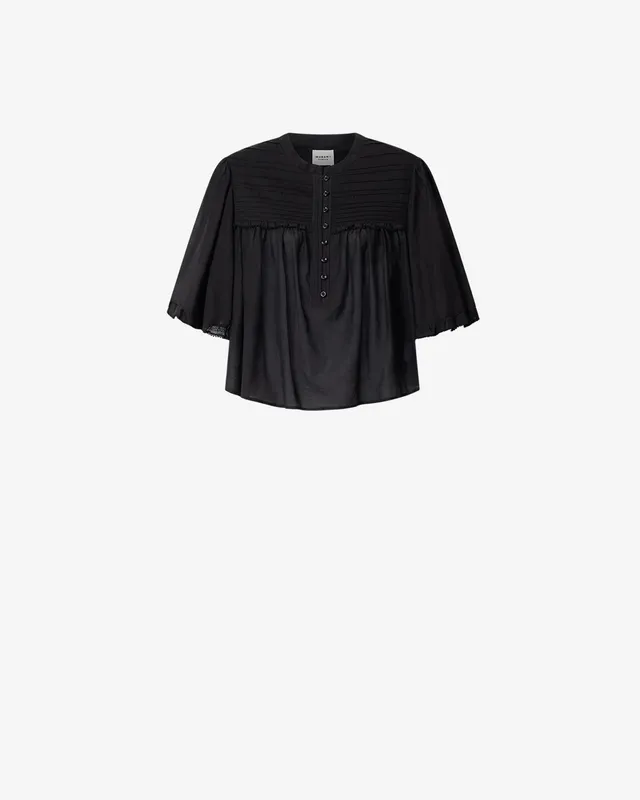 Isabel Marant Douna blouse voile coton noir dentelle