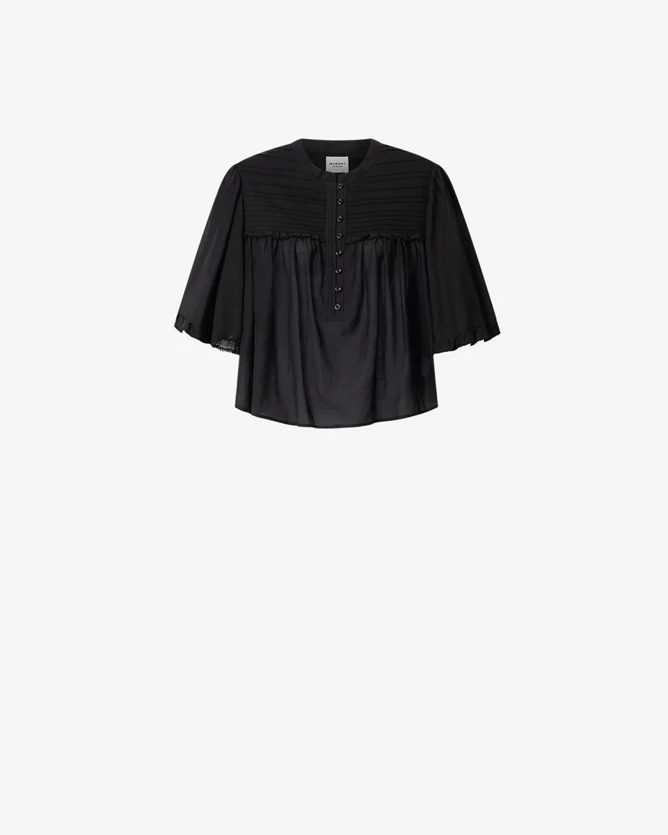 Isabel Marant Douna blouse voile coton noir dentelle