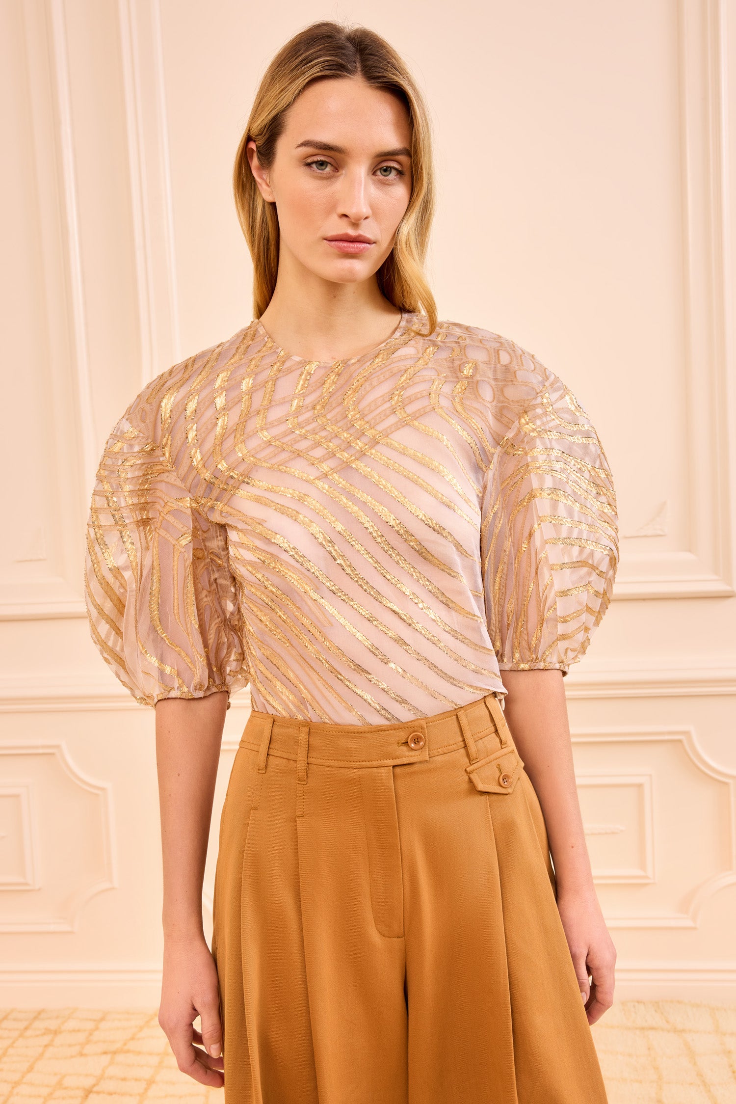 Ulla Johnson Akami Top lurex Nautilis blouse dorée