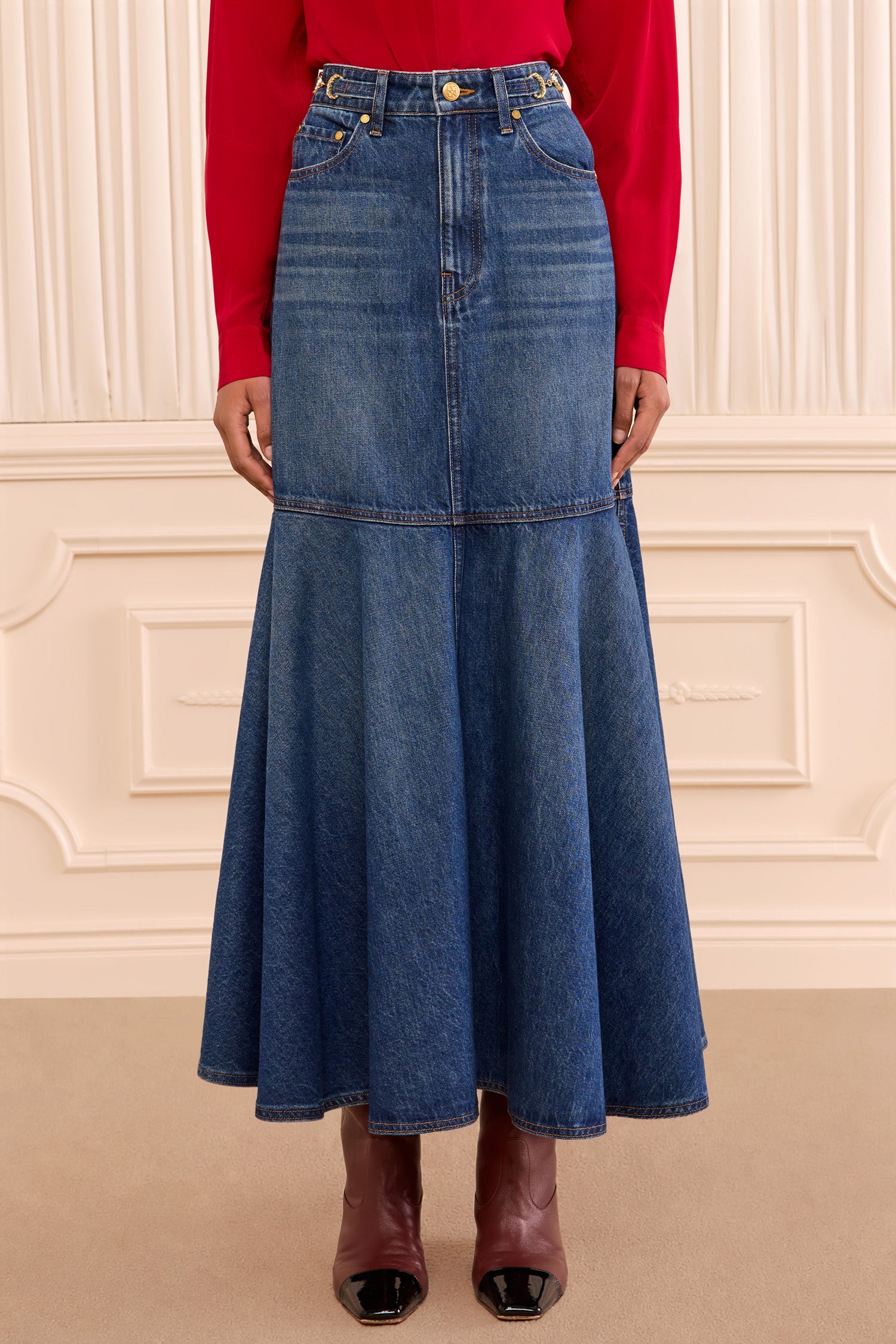 Ulla Johnson Madelyn jupe midi jean Nile coton