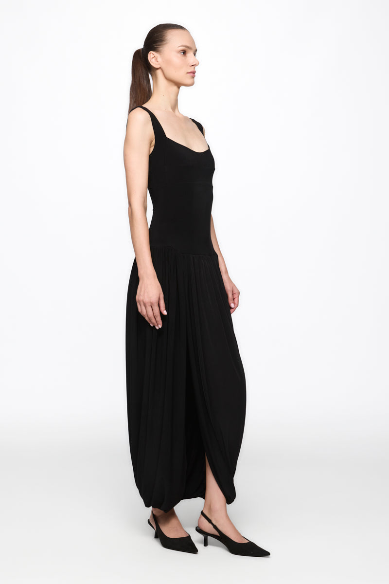 ATU Body Couture robe corset midi noire drapée jersey
