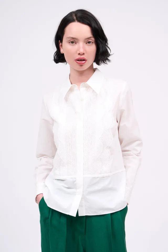 Paul & Joe Chemise Costabrava voile coton dentelle Blanc