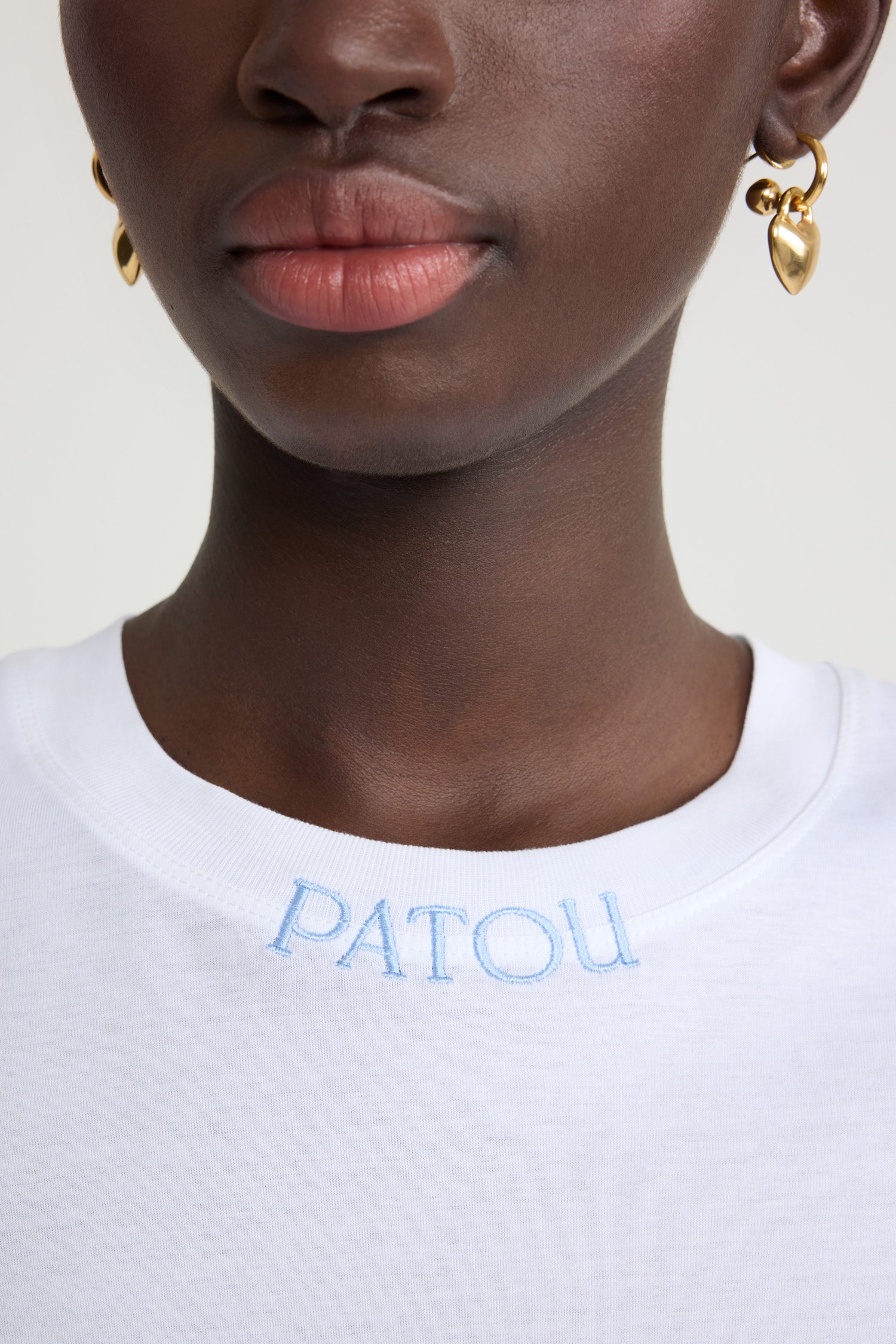 Patou P25JE1359999001W t-shirt blanc logo brodé coton bio XS-XL