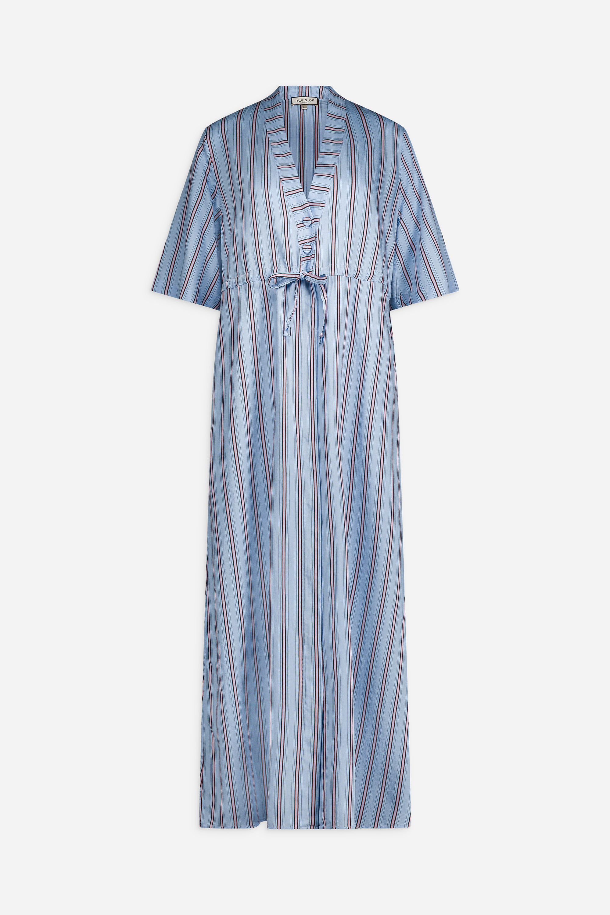 Paul & Joe Renée robe-chemise rayée rose pâle viscose