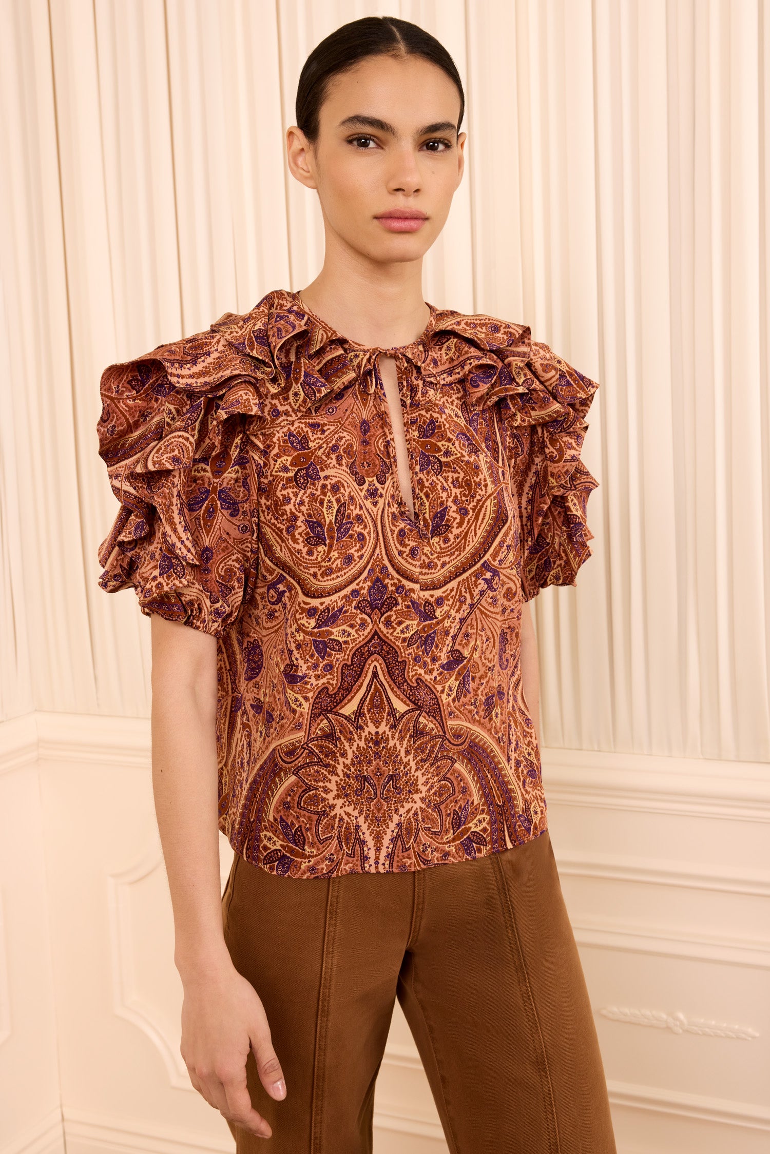 Ulla Johnson Josephine FA260222 top soie orange Rosette