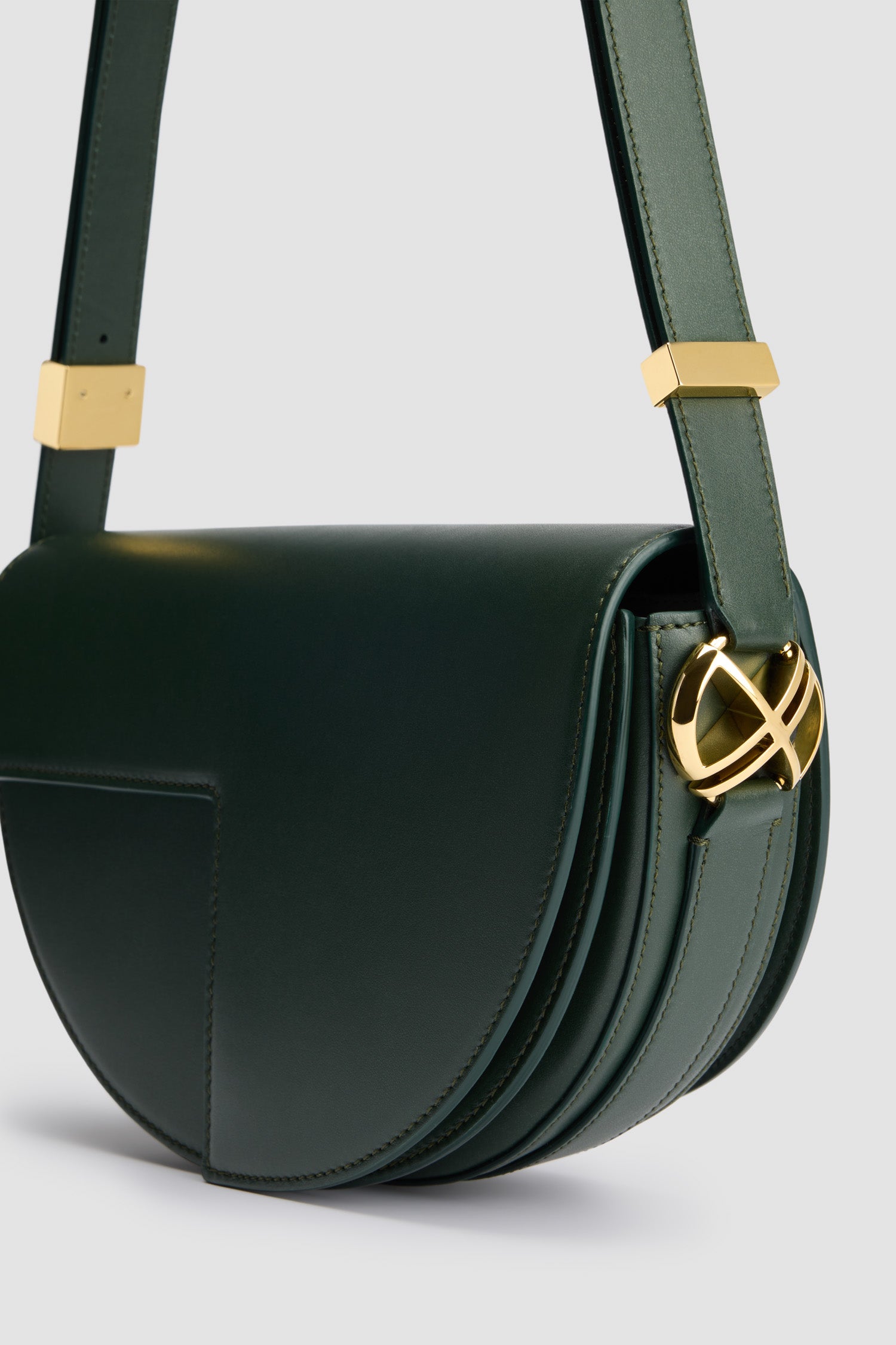 Patou H24BA0015000754B sac cuir vert bouteille