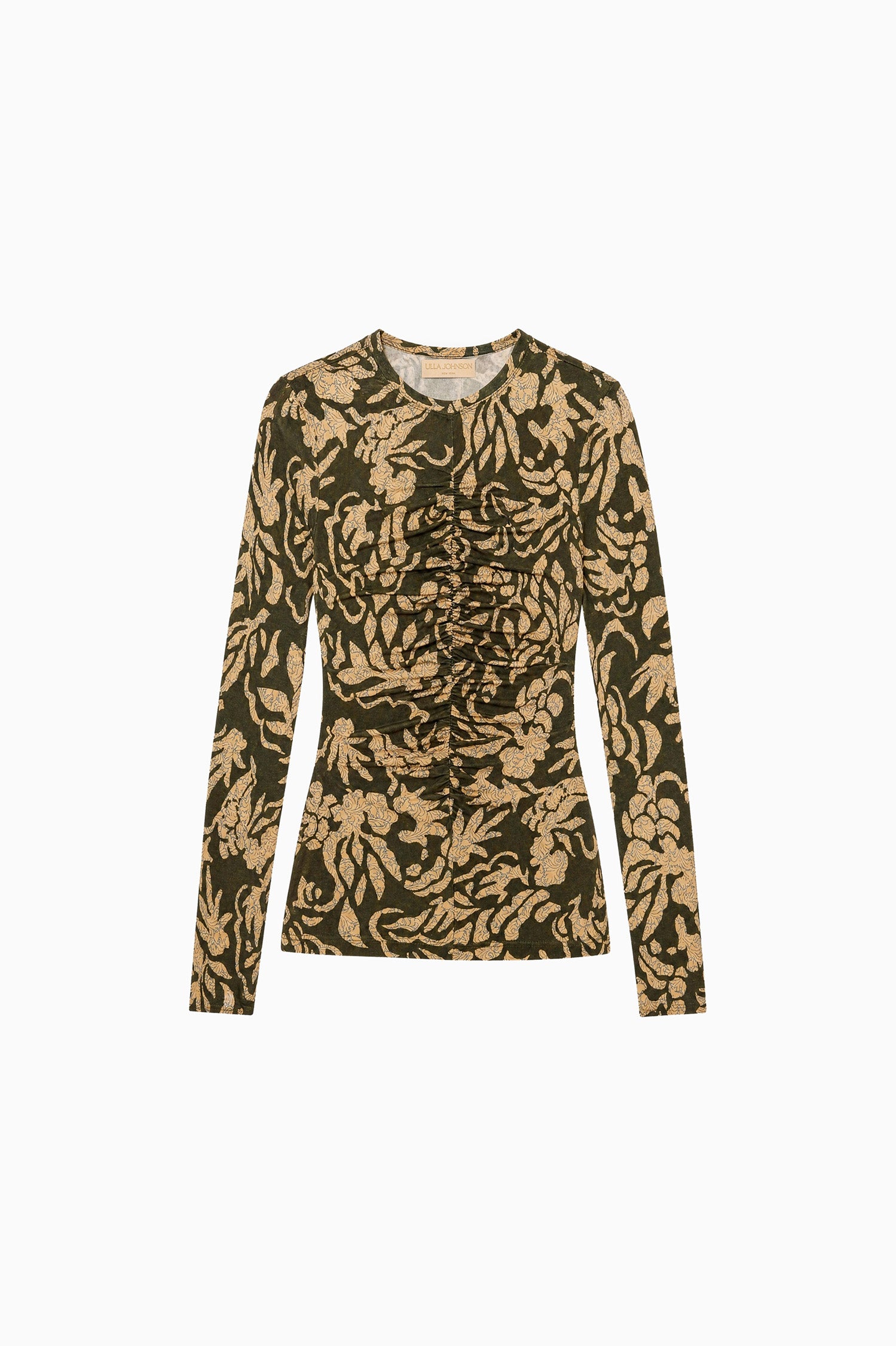 Ulla Johnson Asha haut jersey manches longues kaki floral