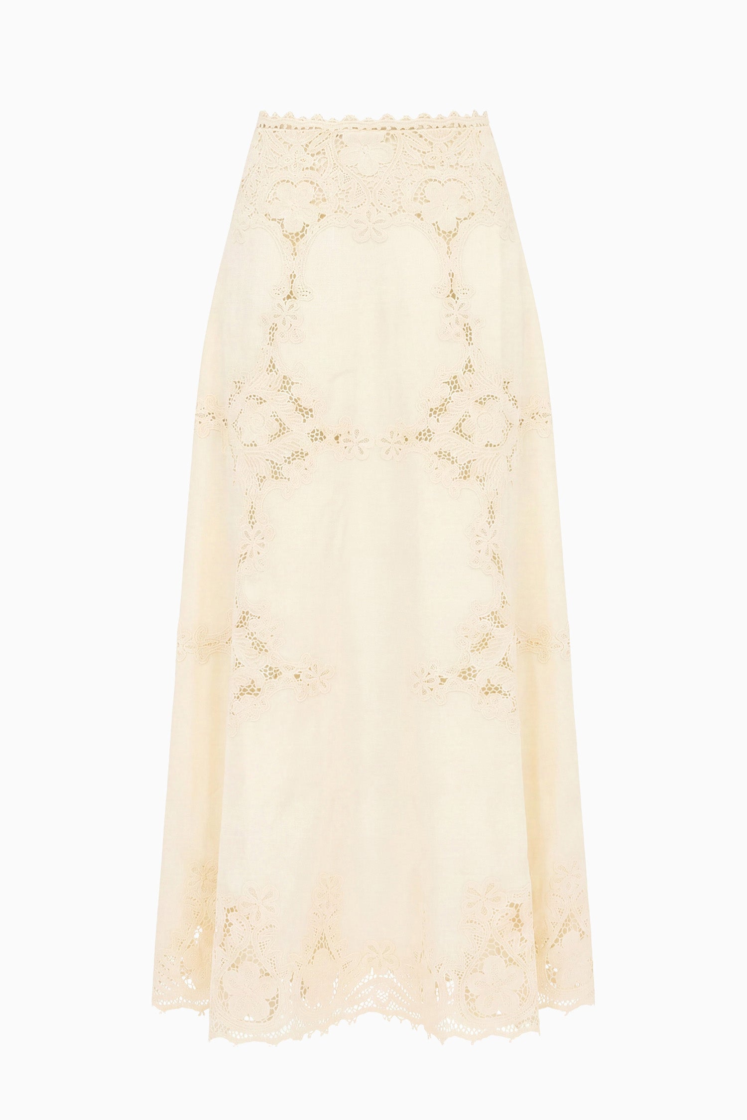 Ulla Johnson Fleur Linen Midi Skirt jupe ivoire lin brodé