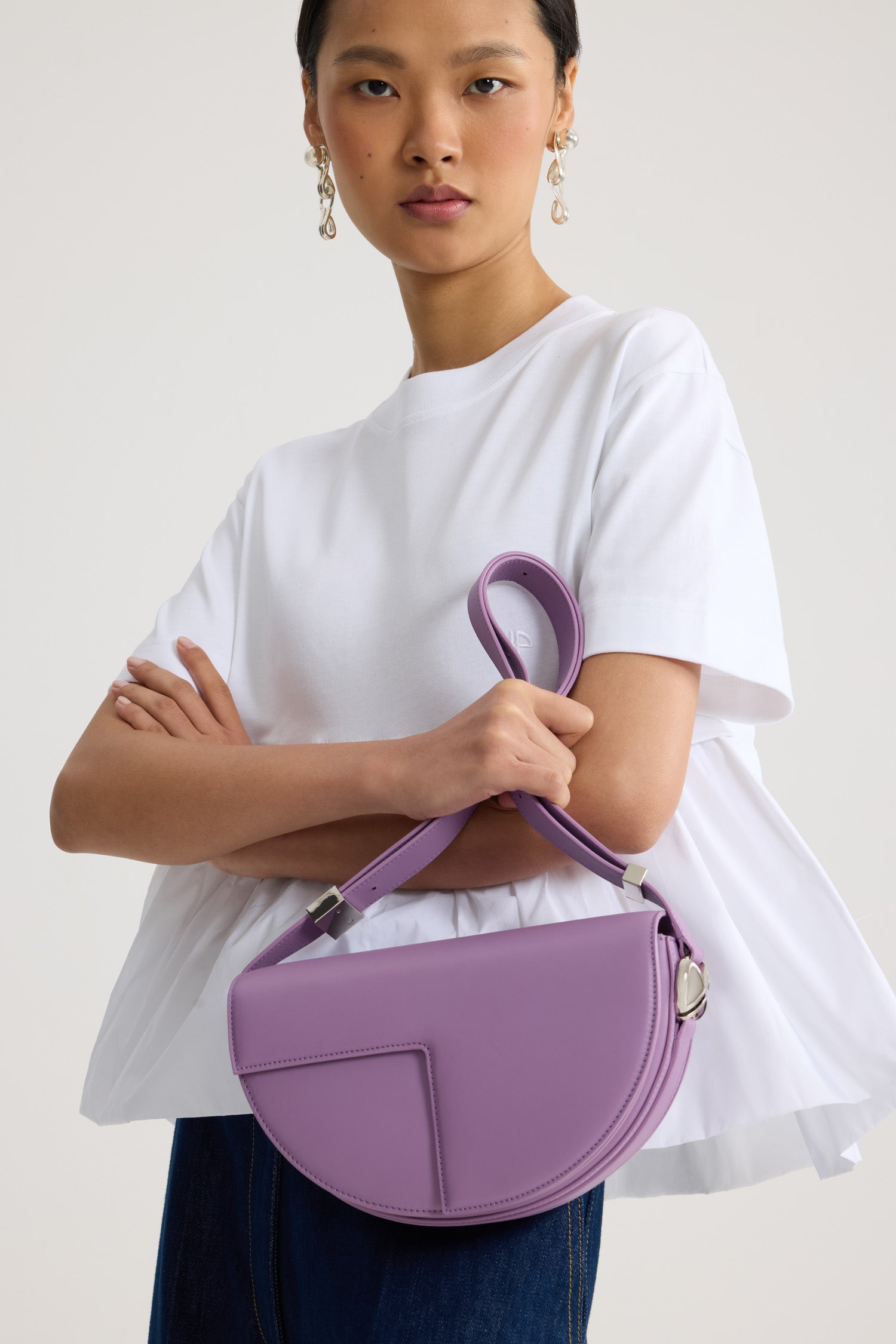 Patou Le Patou BA022 sac cuir lavande demi-lune