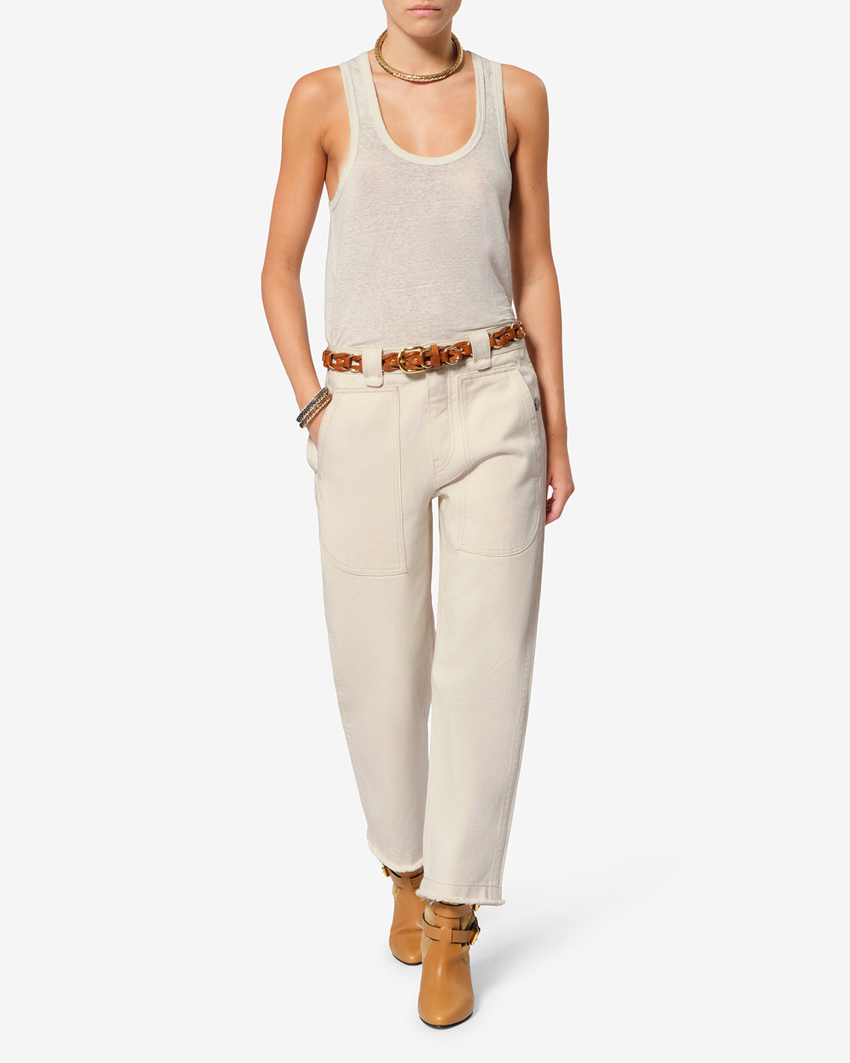 Isabel Marant Ermina pantalon serge coton écru