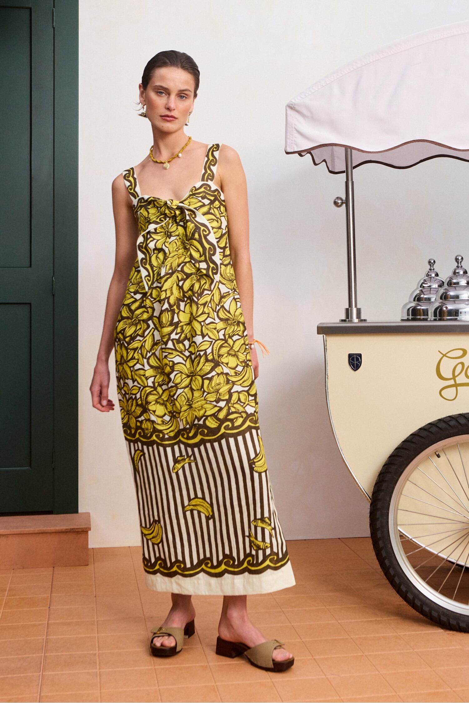 Alemaïs Mona robe midi chanvre nouée imprimé floral