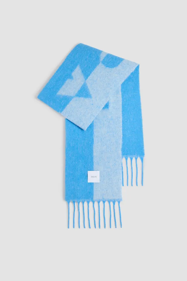 Patou AC073 écharpe alpaga bleu Victoria franges TU