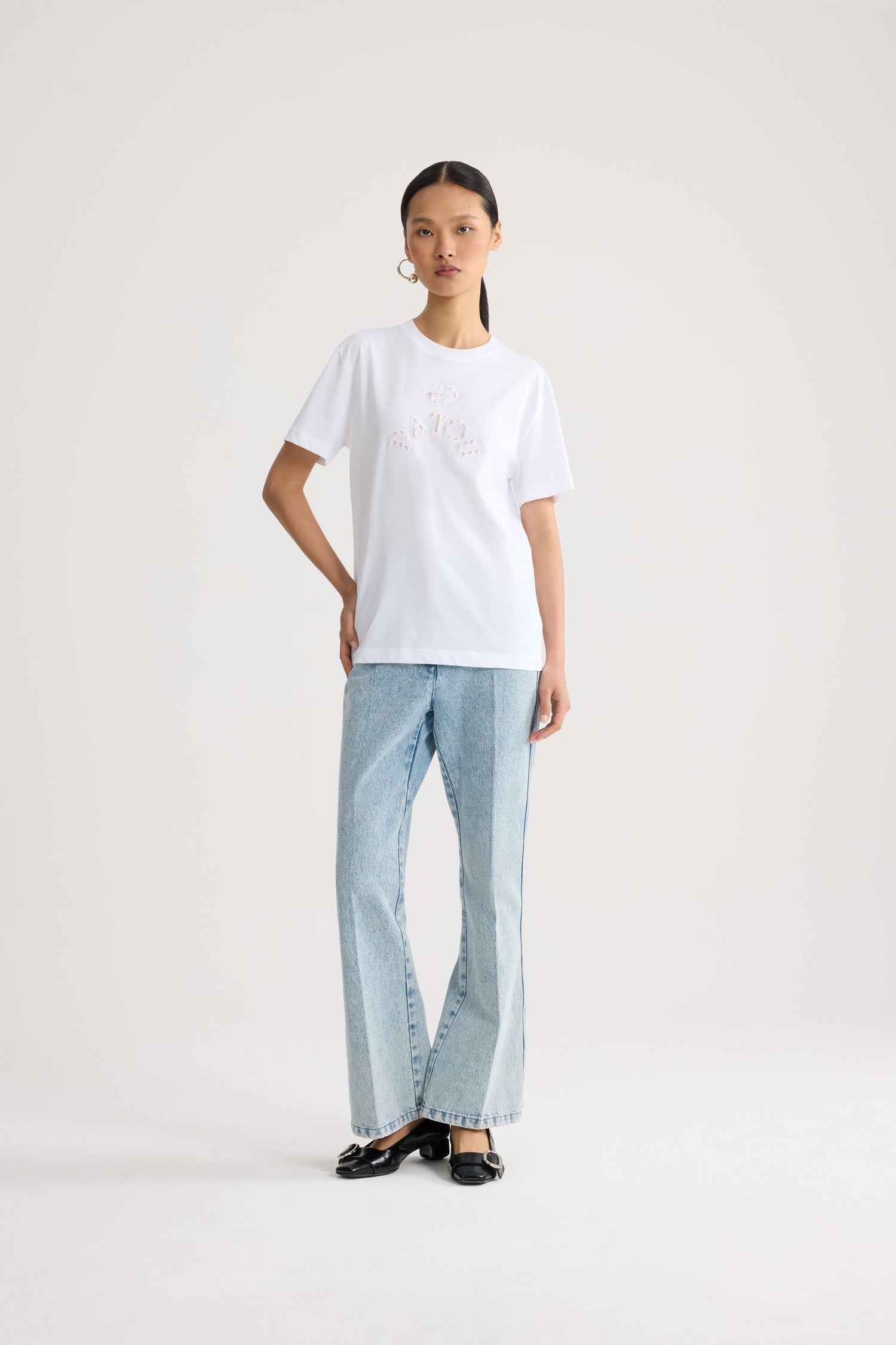 Patou JE217 t-shirt blanc coton bio broderie JP