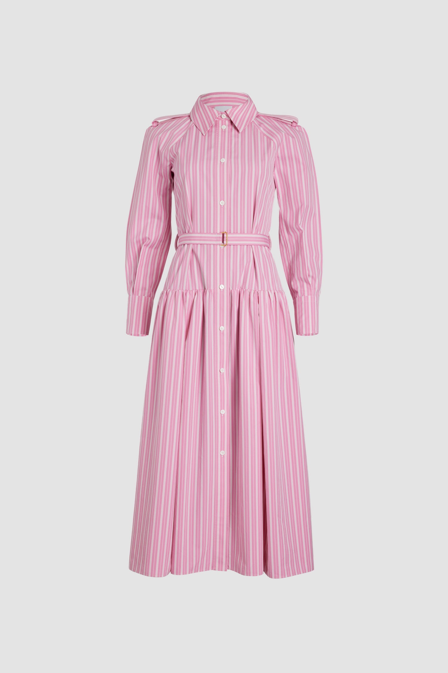 Patou H24DR154 robe chemise maxi rose rayée coton durable